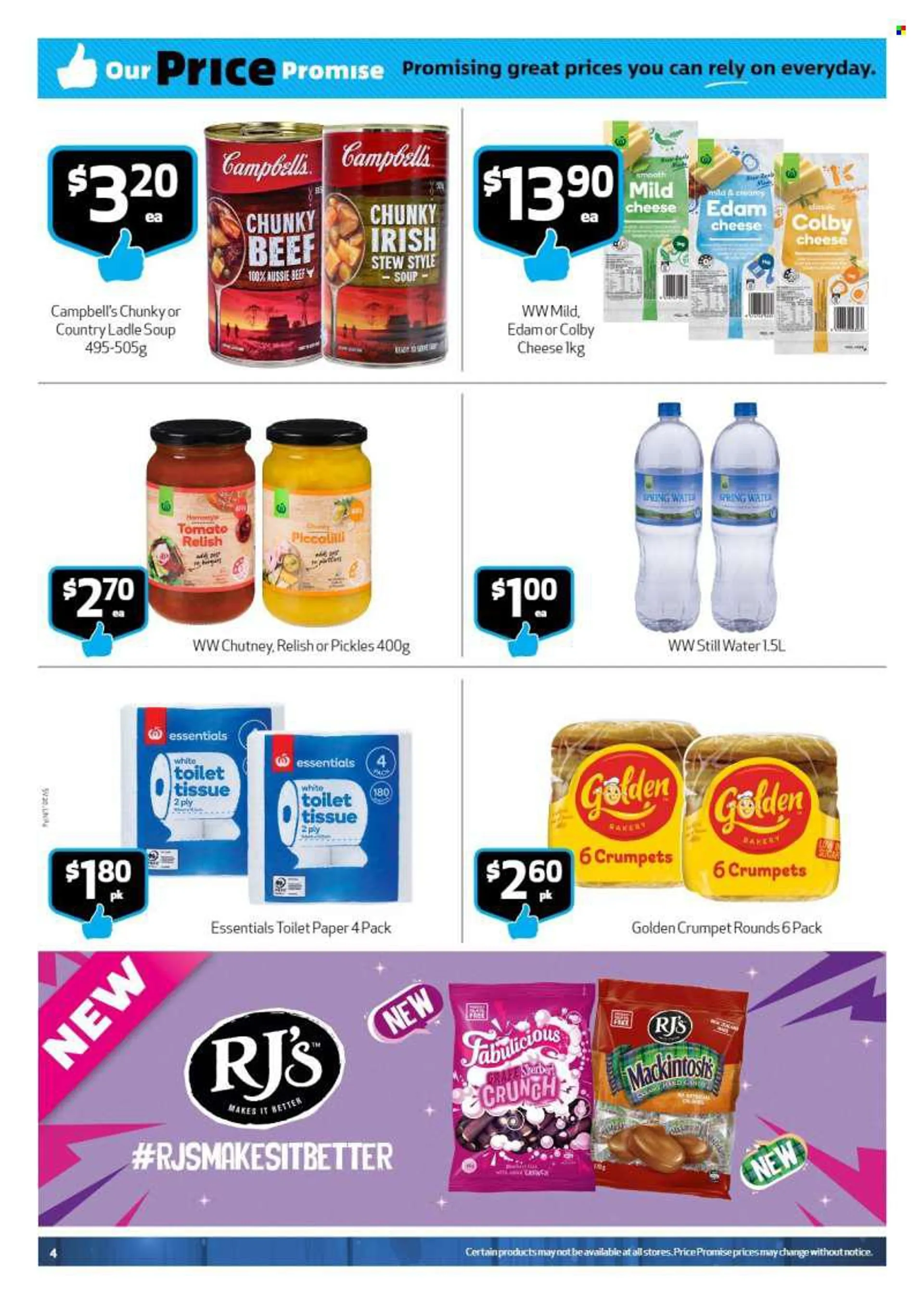 SuperValue mailer - 20.06.2022 - 26.06.2022 - Sales products - crumpets, Golden Crumpet, Campbells, soup, hamburger, colby cheese, edam cheese, cheese, mild cheese, candy, sugar, pickles, chutney, mineral water, spring water, bottled water, toilet paper, 