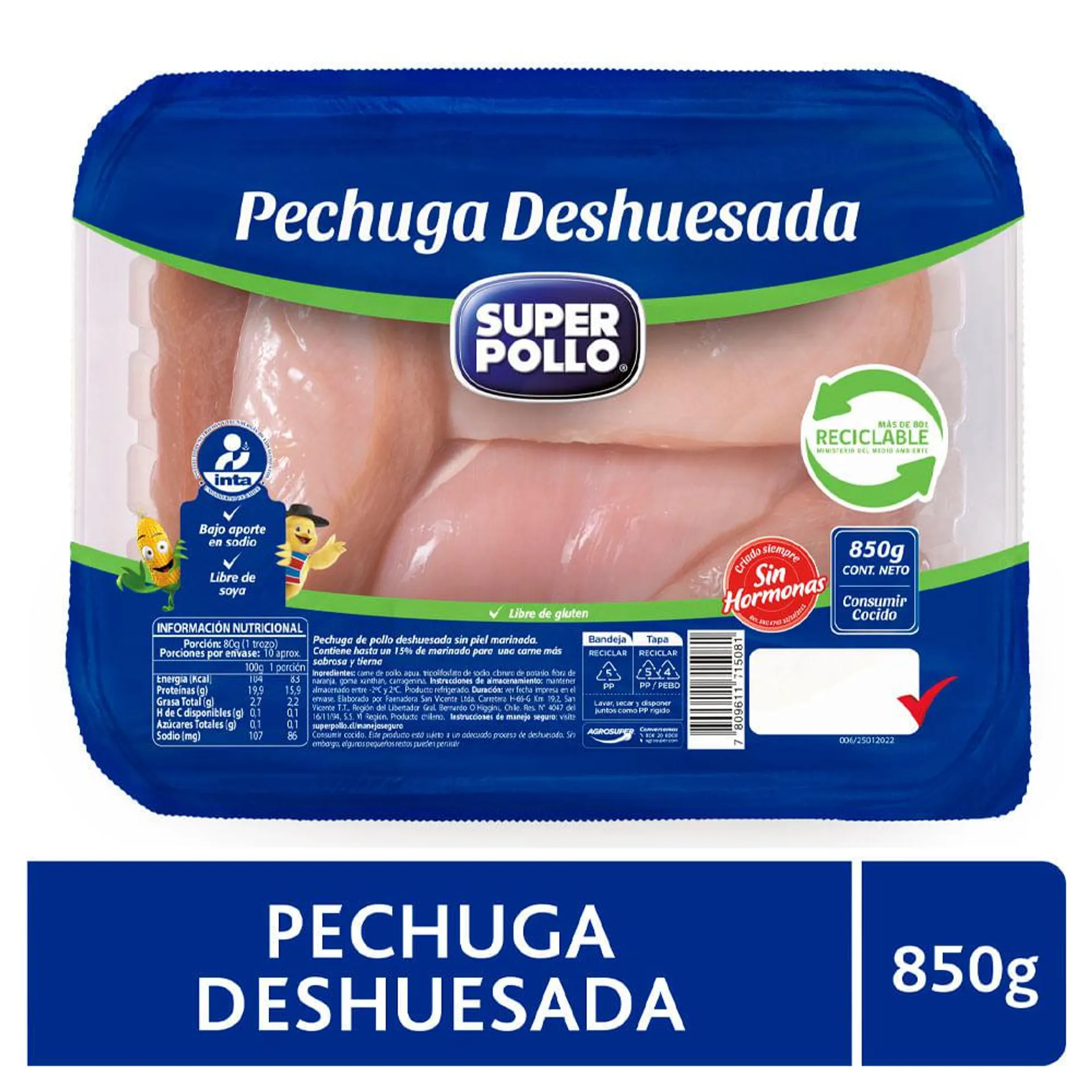 Pechuga deshuesada 850 g