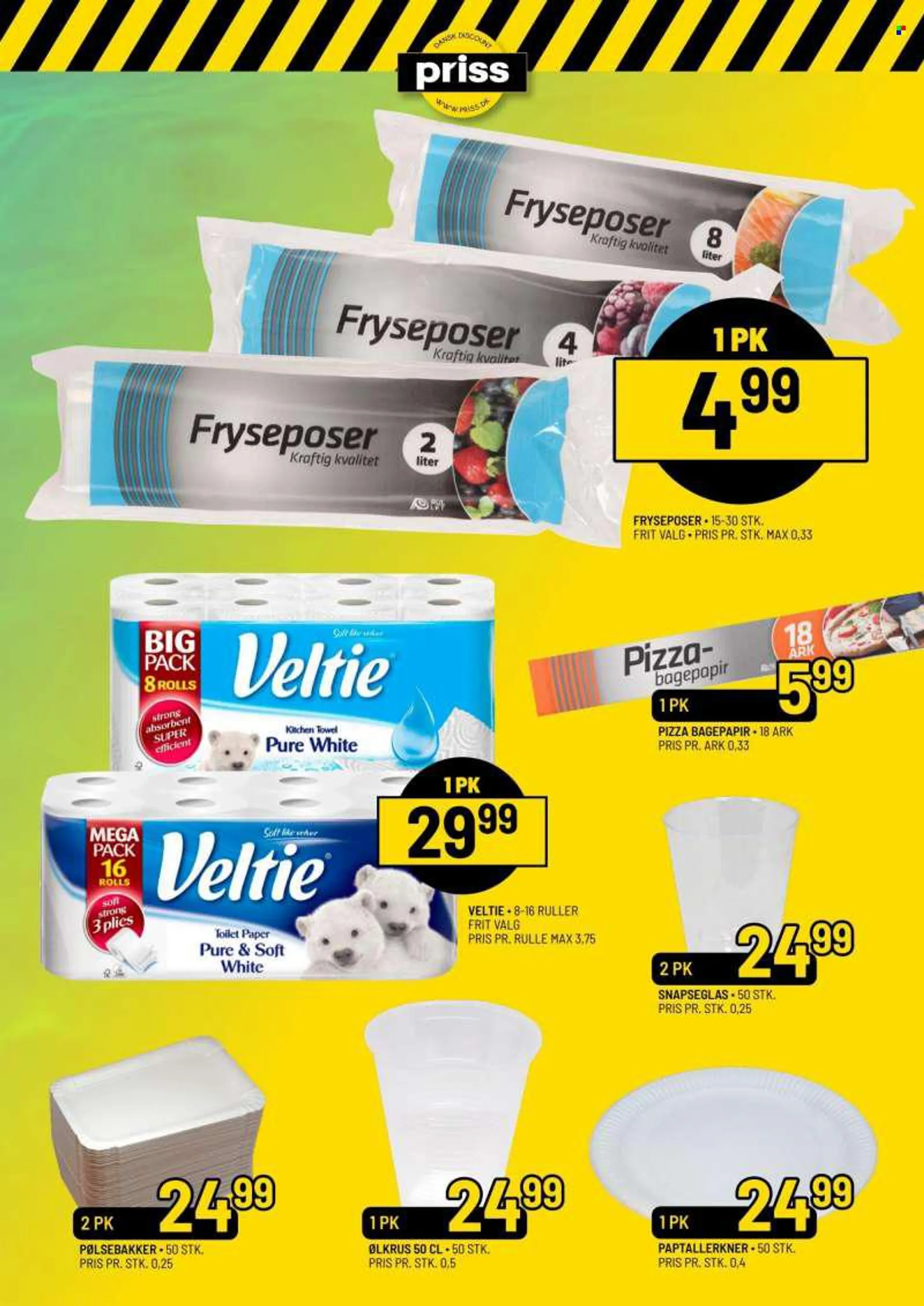 Priss tilbud  - 03.08.2022 - 30.08.2022 - tilbudsprodukter - toiletpapir, Veltie, fryseposer. Side 15.