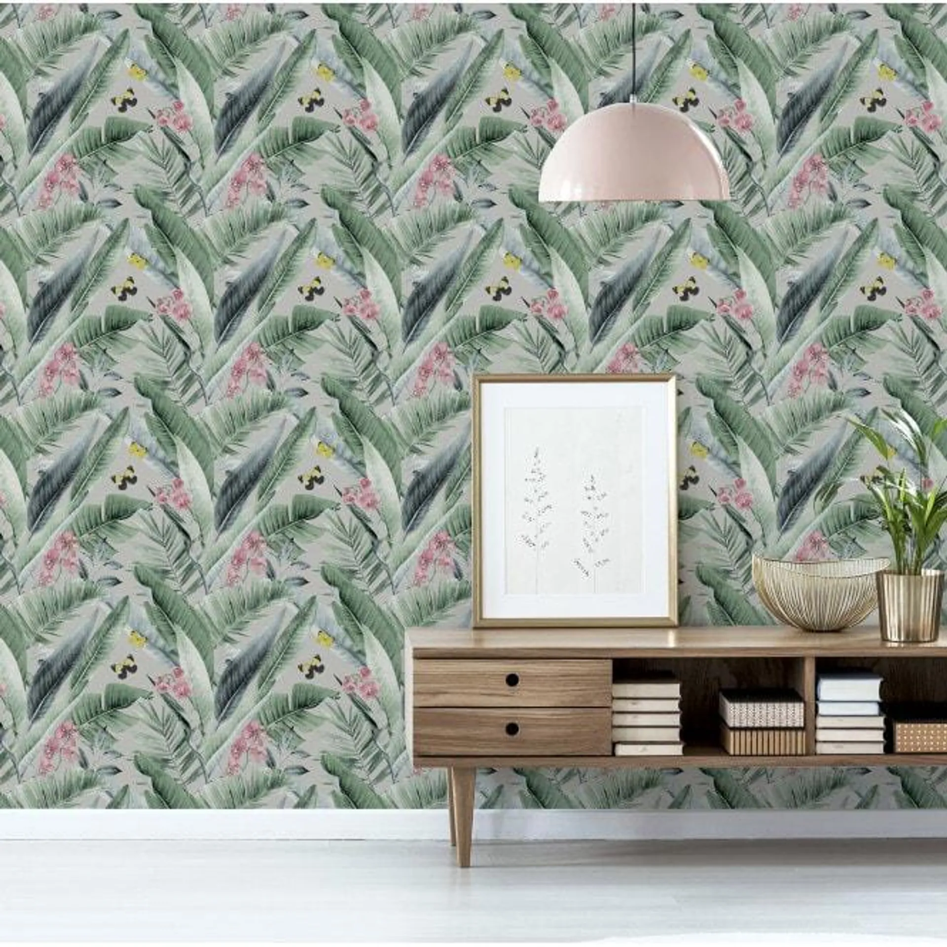 Lush Tropical wallpaper in Grey, Multicoloured