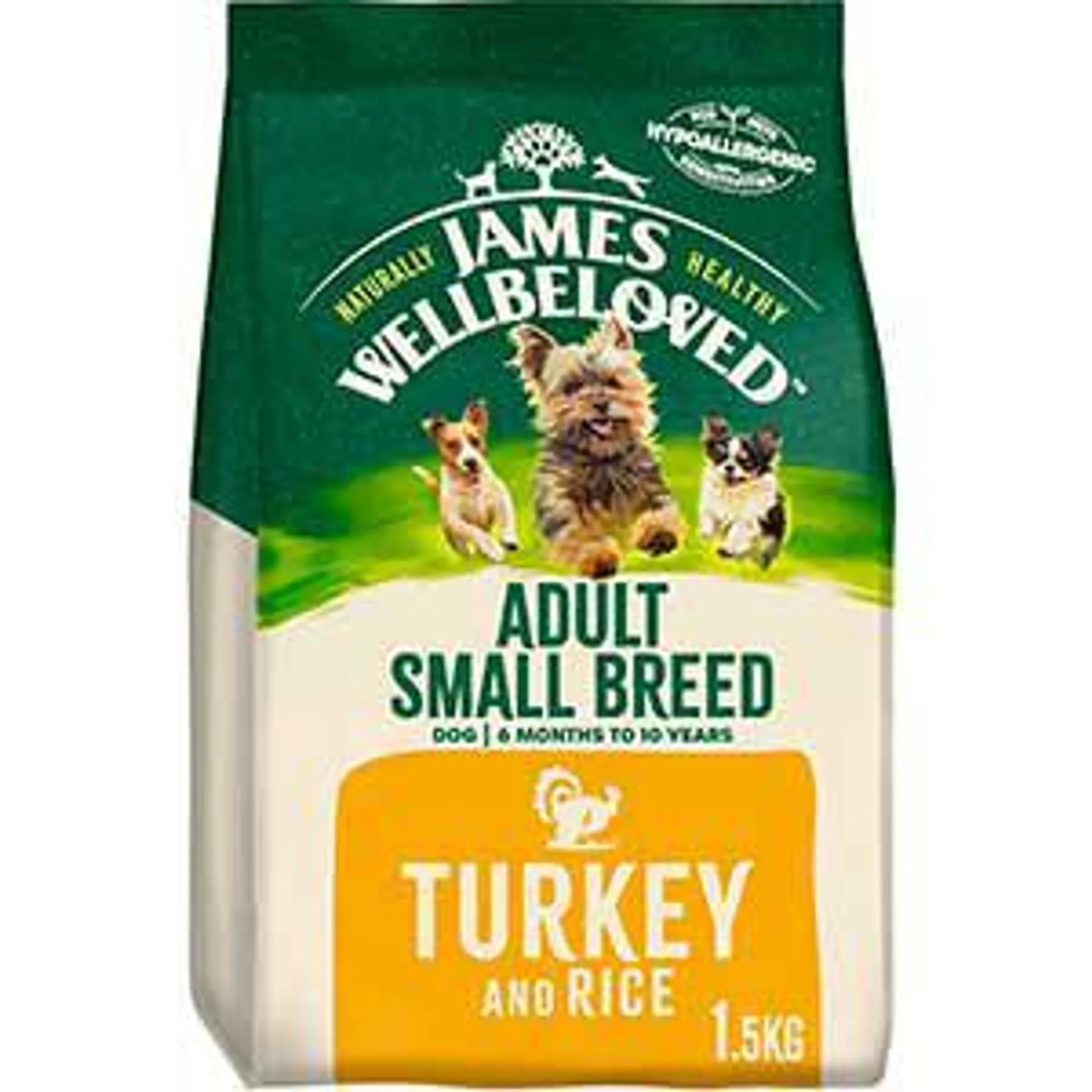 James Wellbeloved Small Breed Dry Adult Dog Food Turkey & Rice 1.5kg