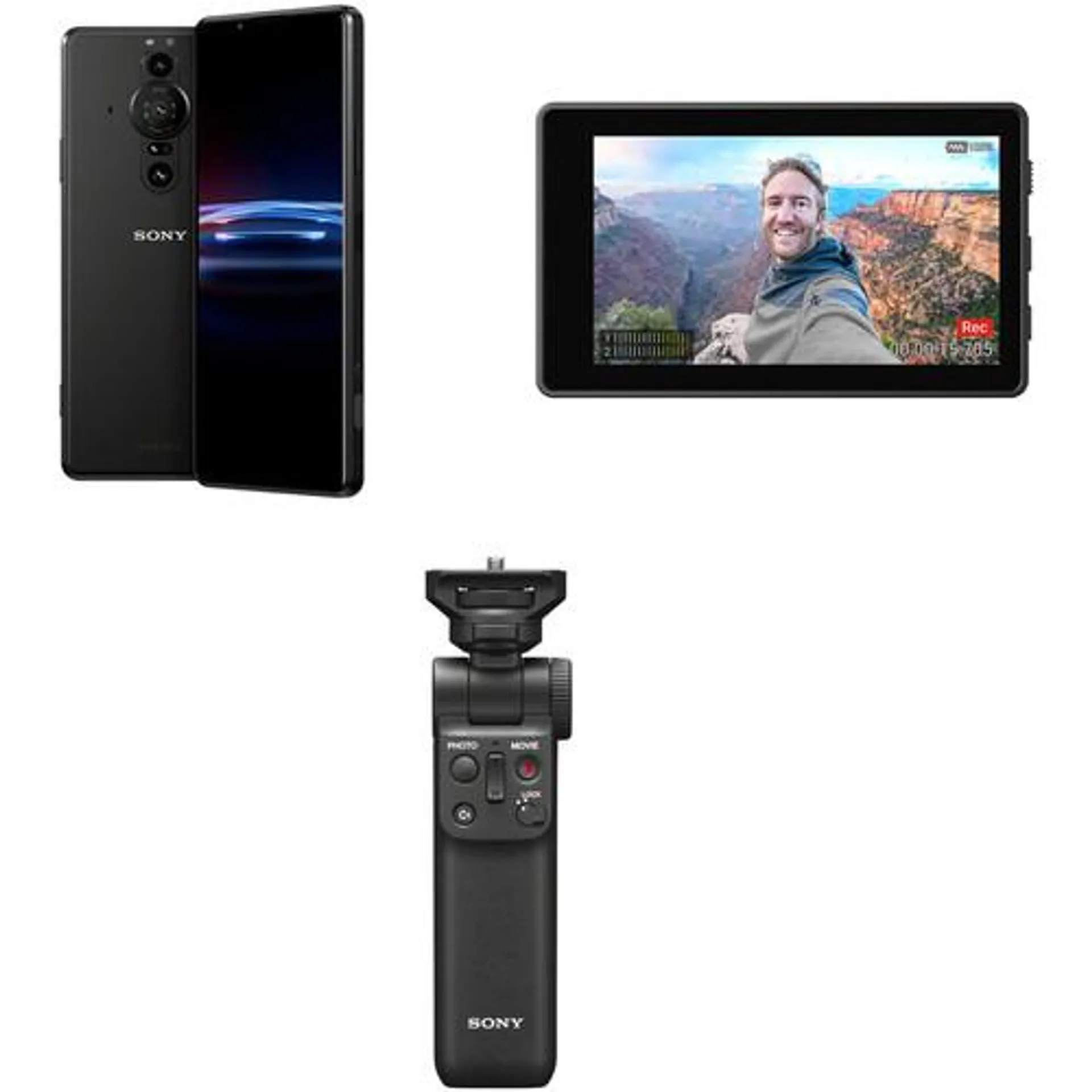 Sony Xperia PRO-I 512GB 5G Smartphone with Vlog Monitor & Grip Kit (Unlocked, Frosted Black)