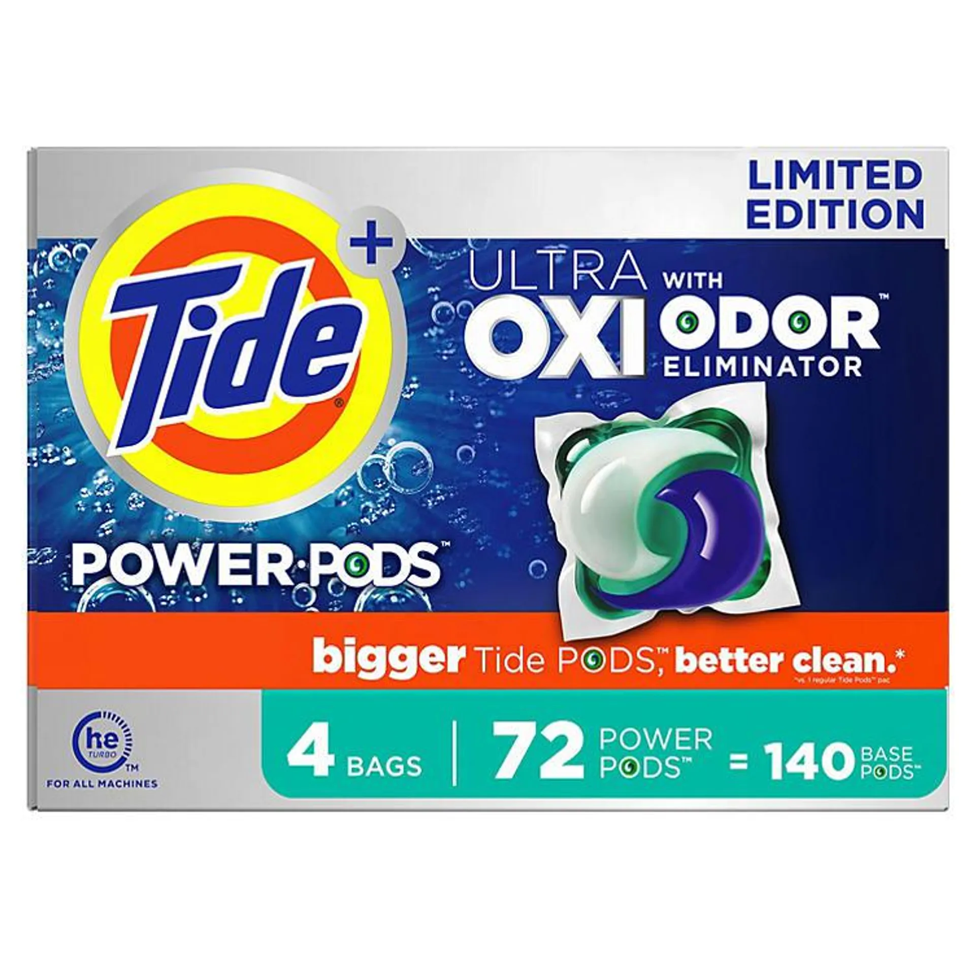 Tide Power PODS + Ultra OXI with Odor Eliminators Laundry Detergent Pacs (72 ct.)