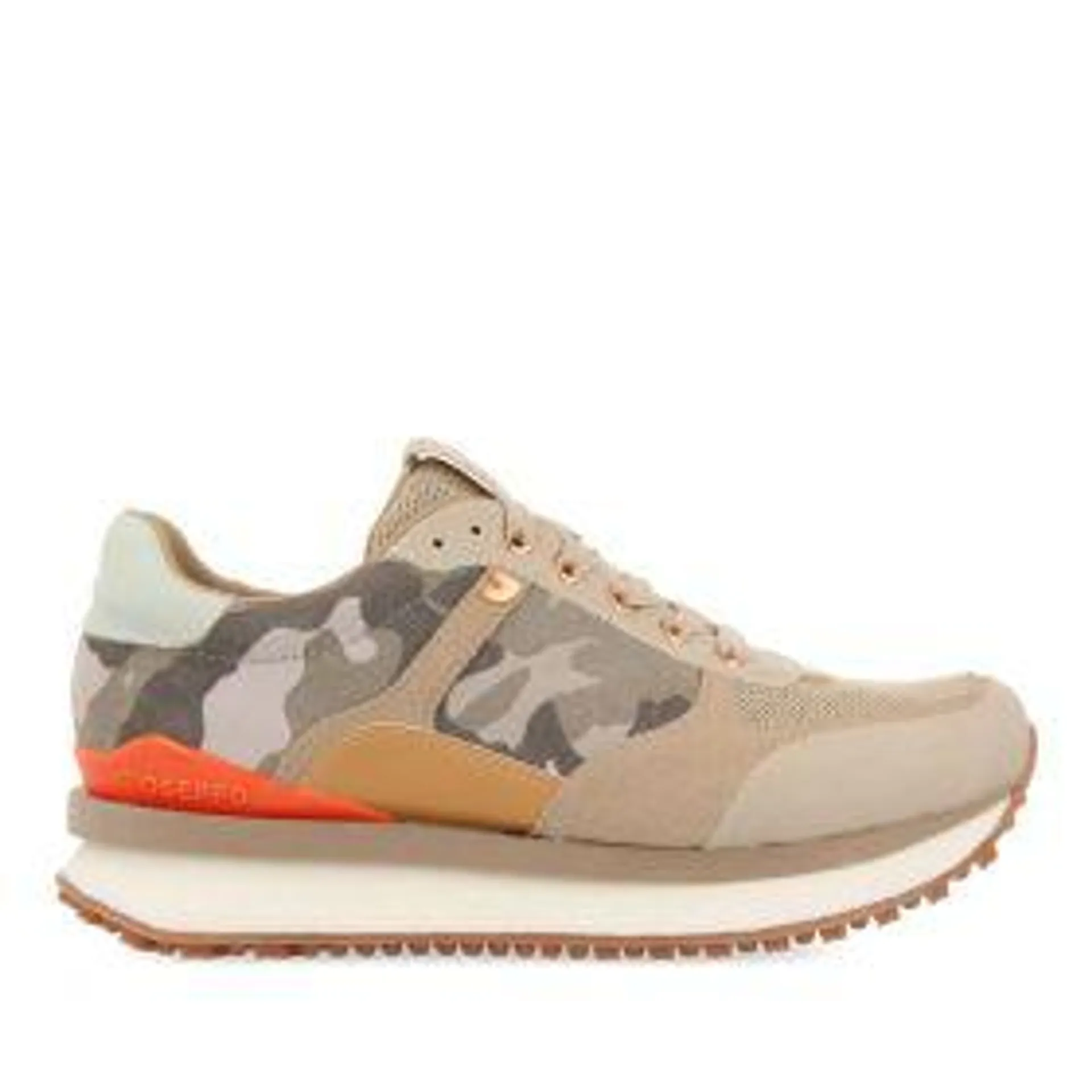 Boevange women's camouflage sneakers featuring orange, gold, beige and mint green