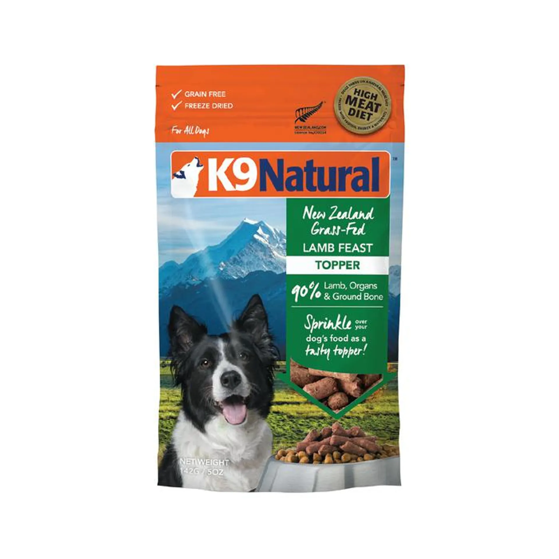 K9 Natural Freeze Dried Lamb Feast Topper 142g