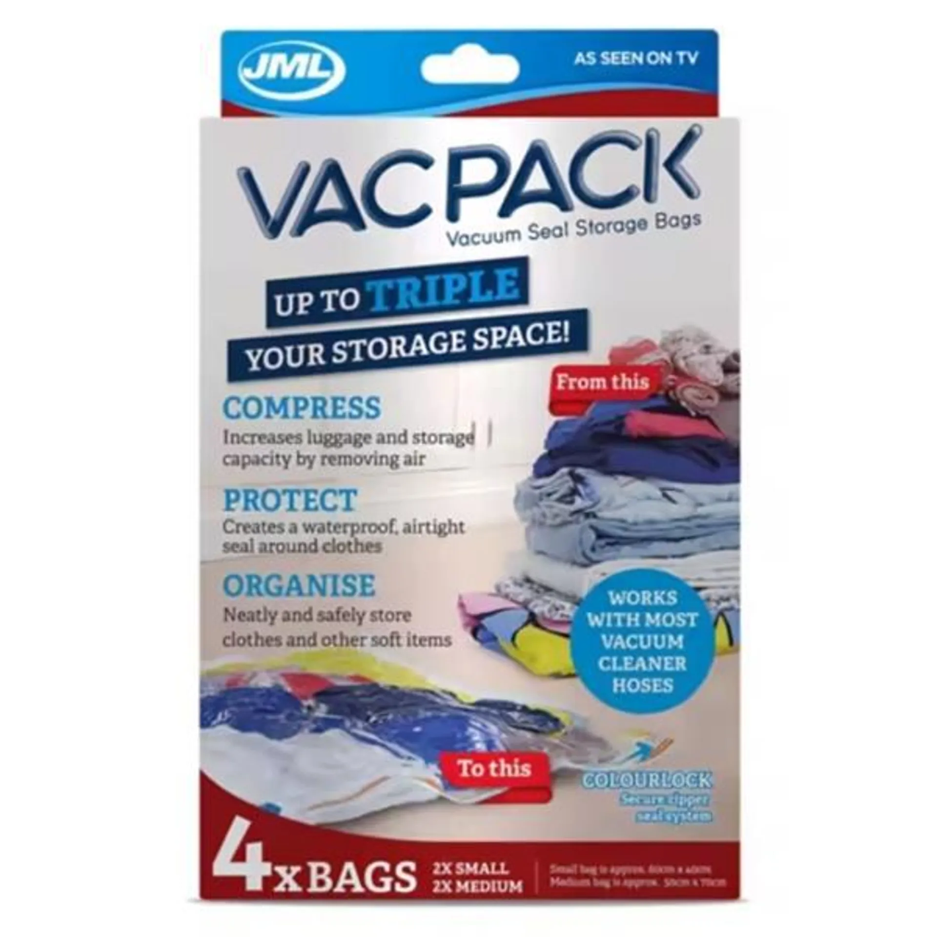Vacpack Portable Vacuum Storage Bag 4 Pack