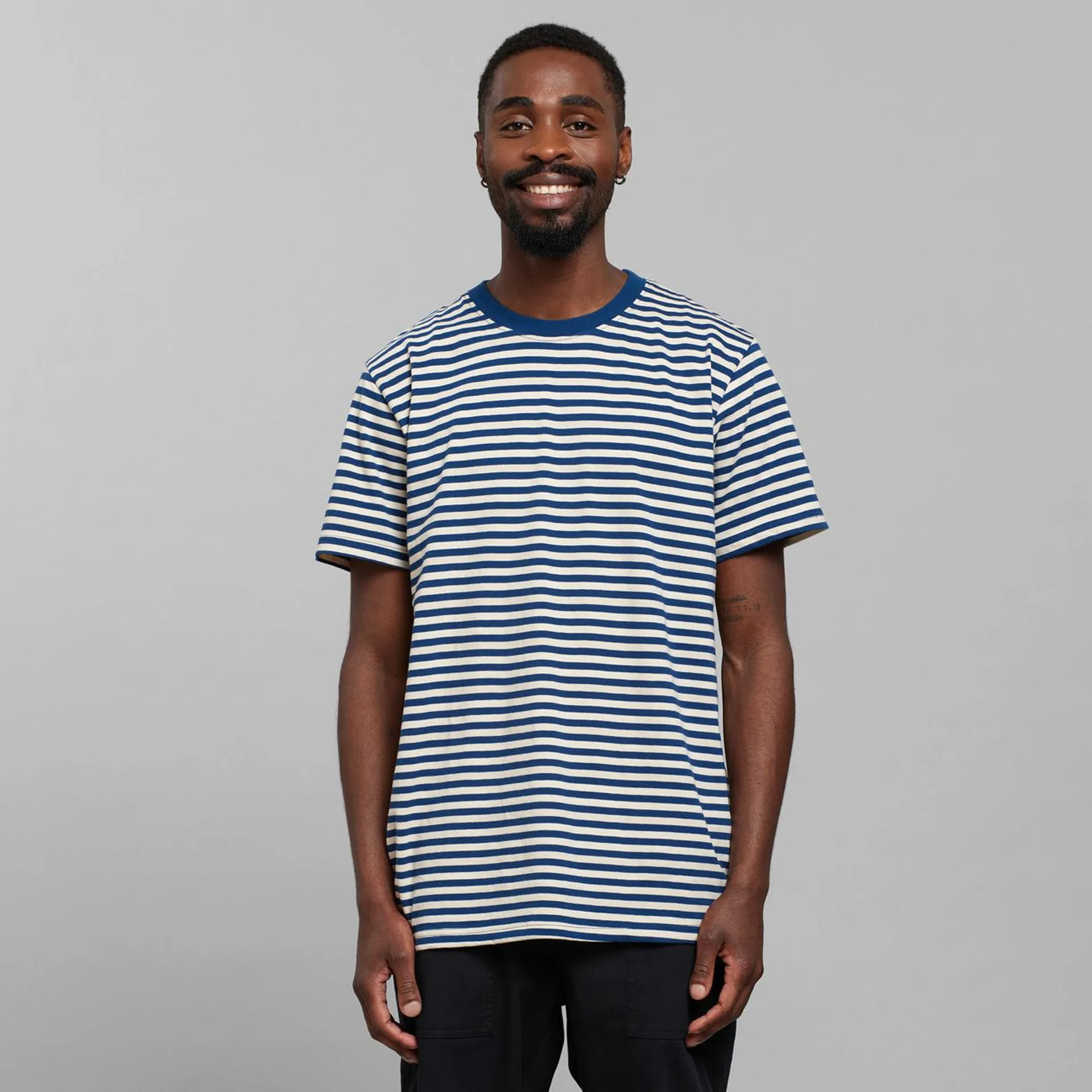 T-shirt Stockholm Stripes Estate Blue/Vanilla White