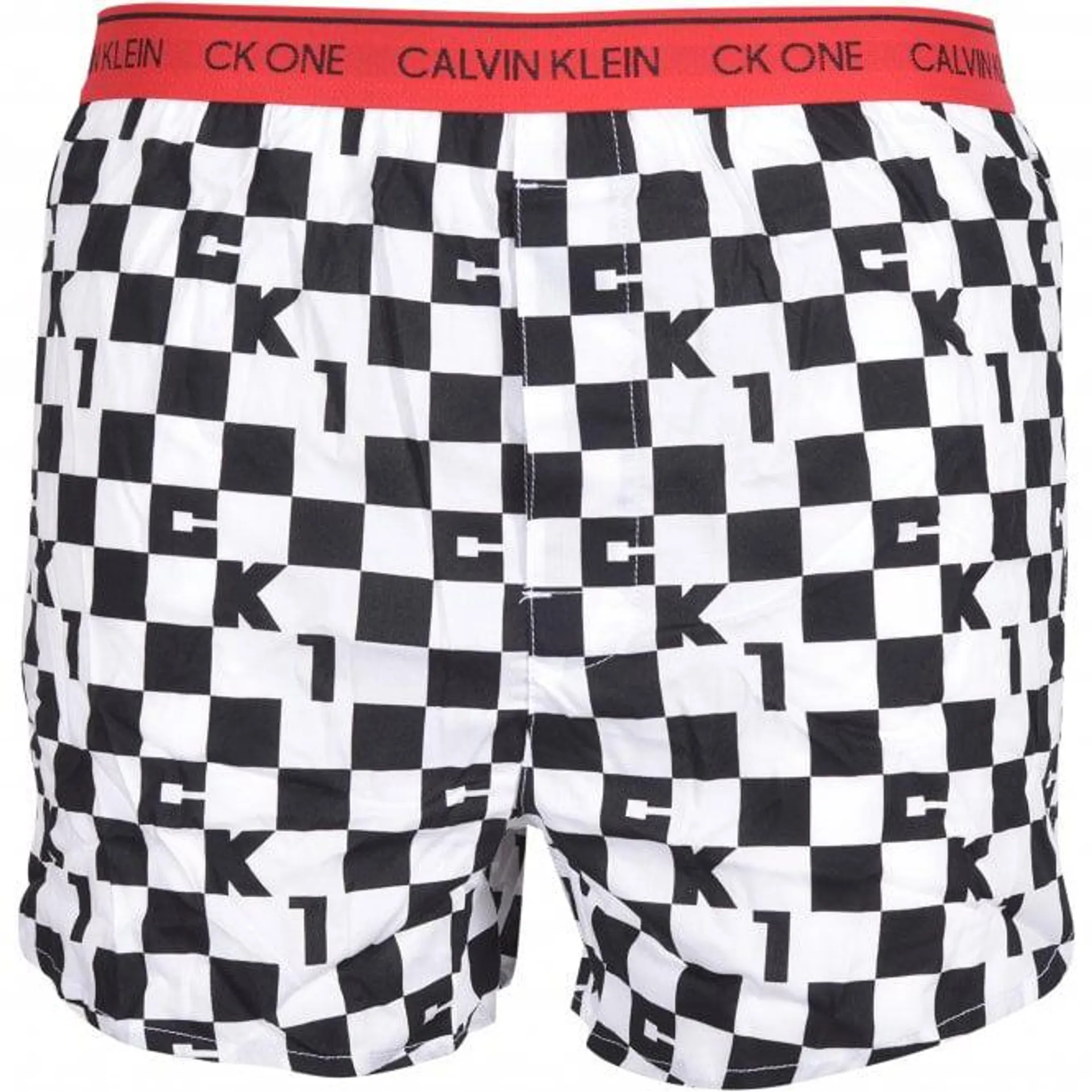 Calvin Klein 3-Pack Woven Logo Print Boxer Shorts Slim-Fit, Black/Grey/Red