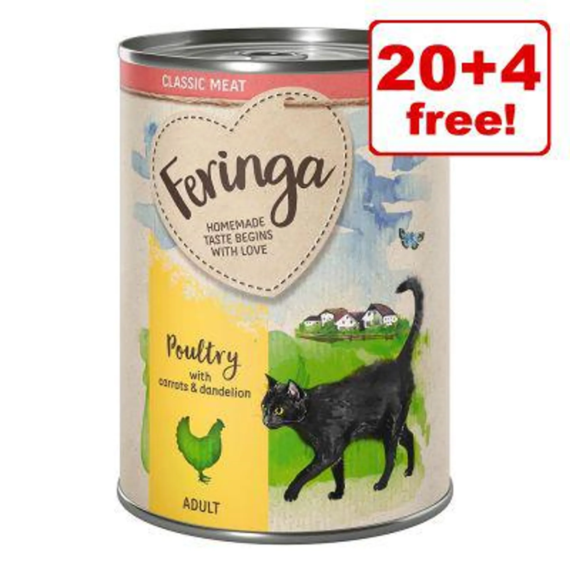 24 x 400g Feringa Classic Meat Menu Wet Cat Food - 20 + 4 Free!*