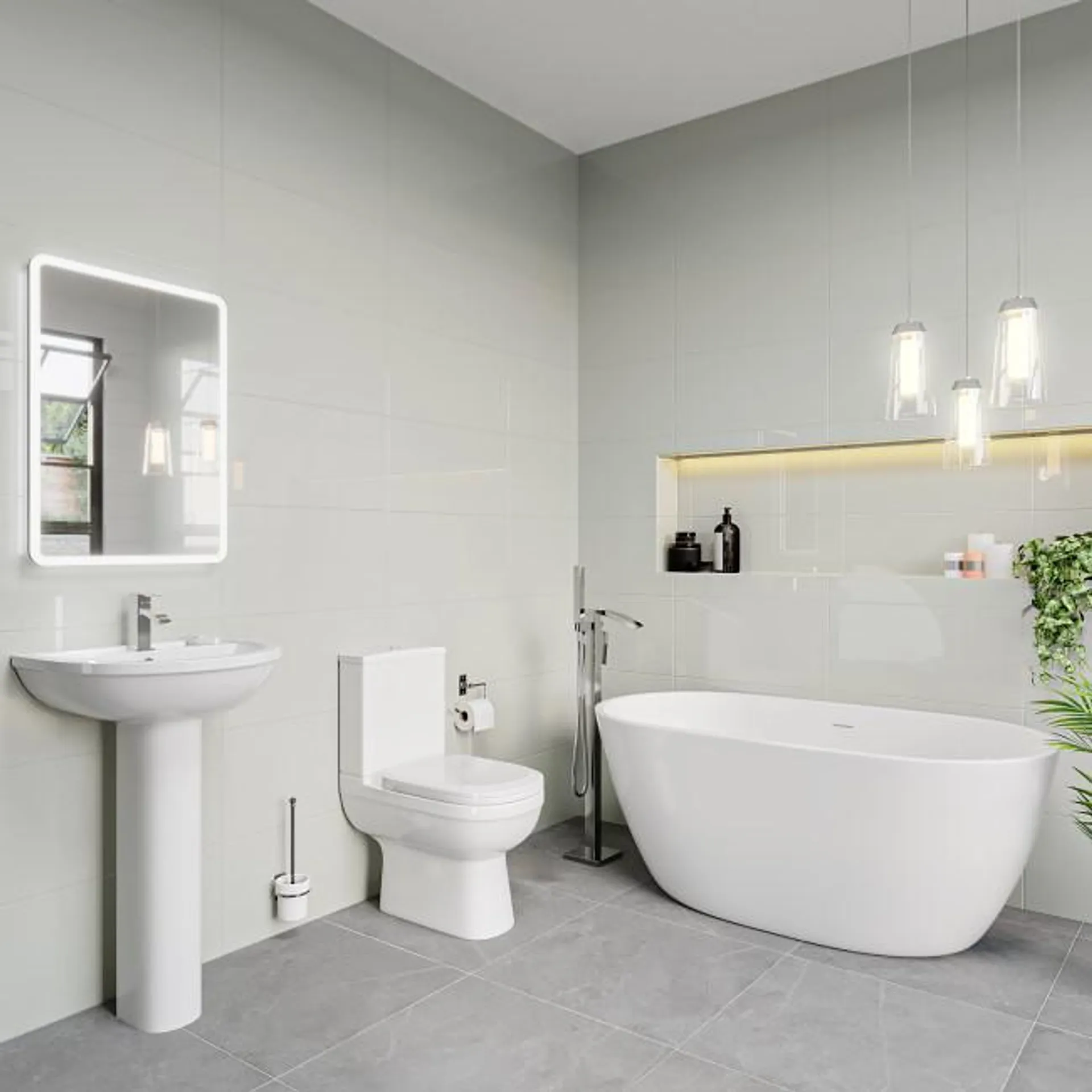 Modern Freestanding 1645mm Bath Suite with Toilet & Basin - Lisbon