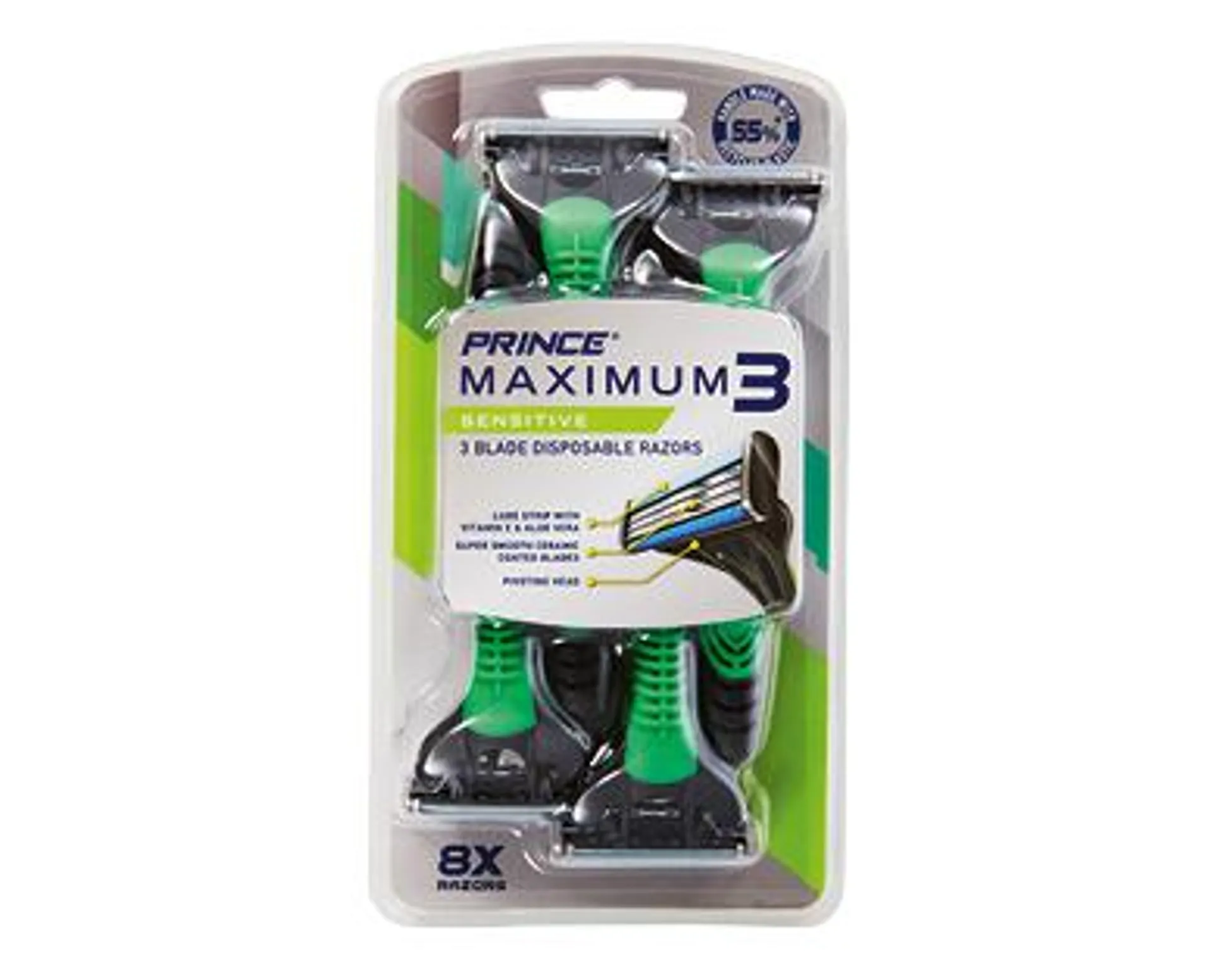 Prince Maximum 3 Blade Disposable Razors 8pk