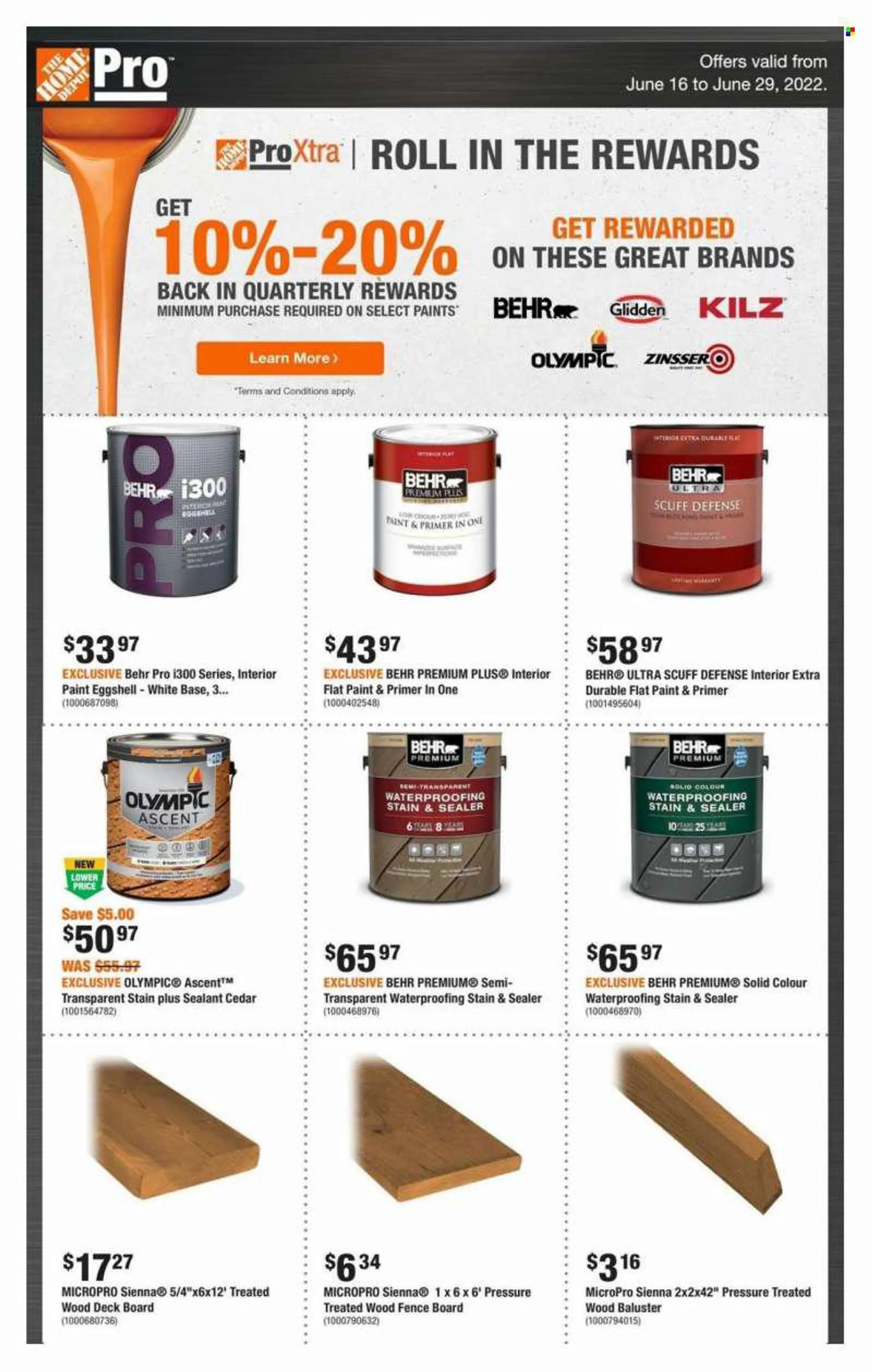 The Home Depot Flyer - June 16, 2022 - June 29, 2022 - Sales products - deco strips, paint. Page 1.