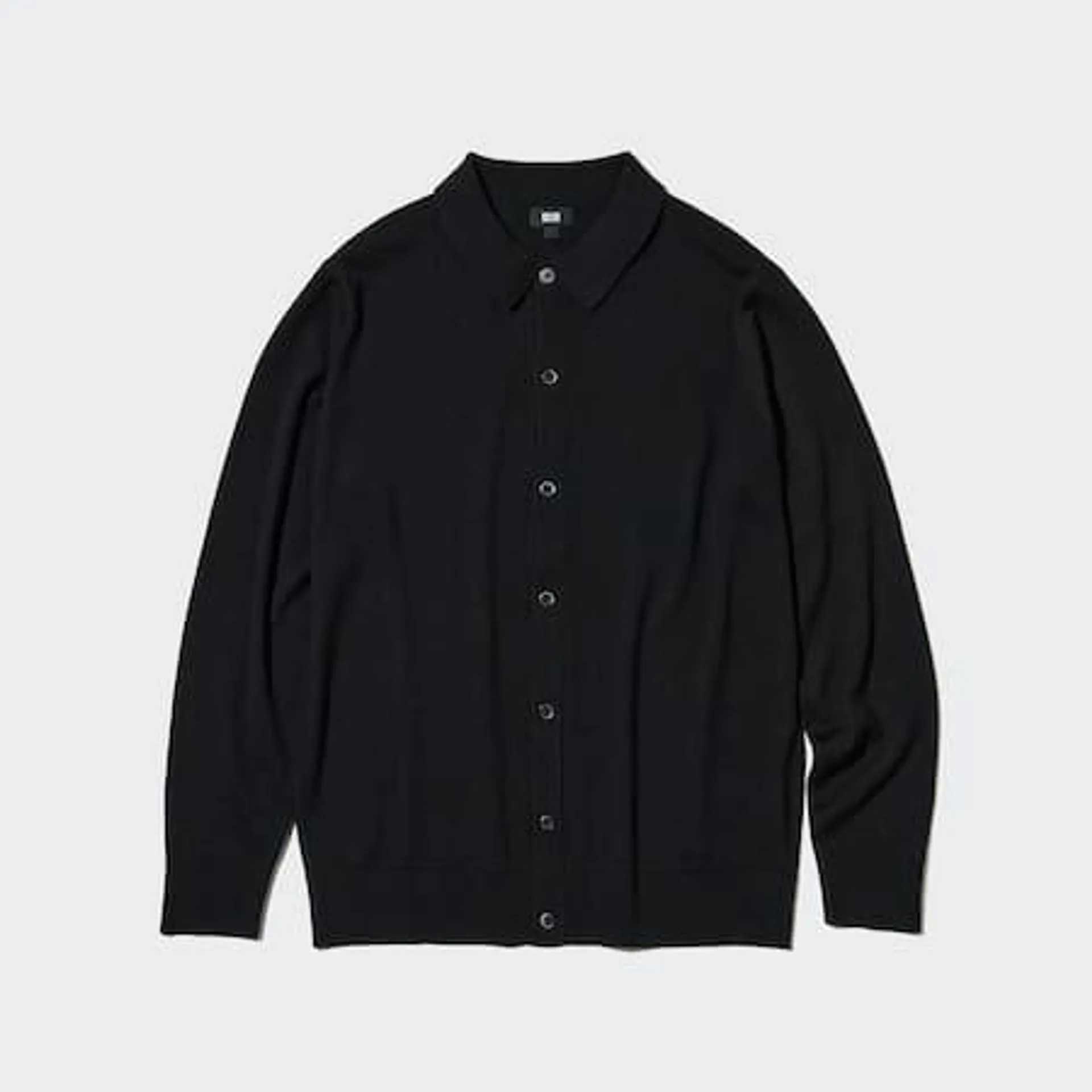 100% Extra Fine Merino Shirt Collar Cardigan