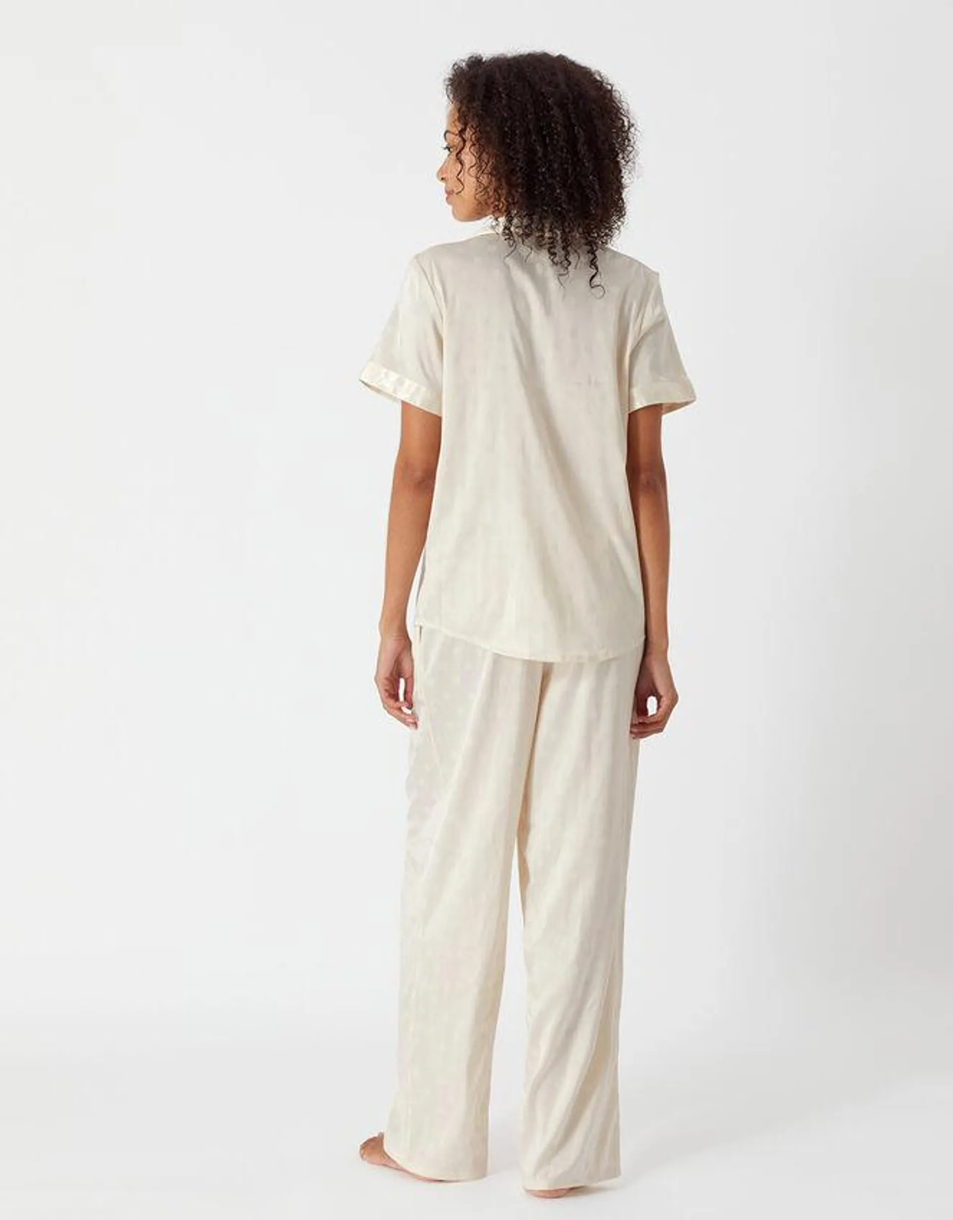 Spot Satin Full-Length Pyjama Set Gold