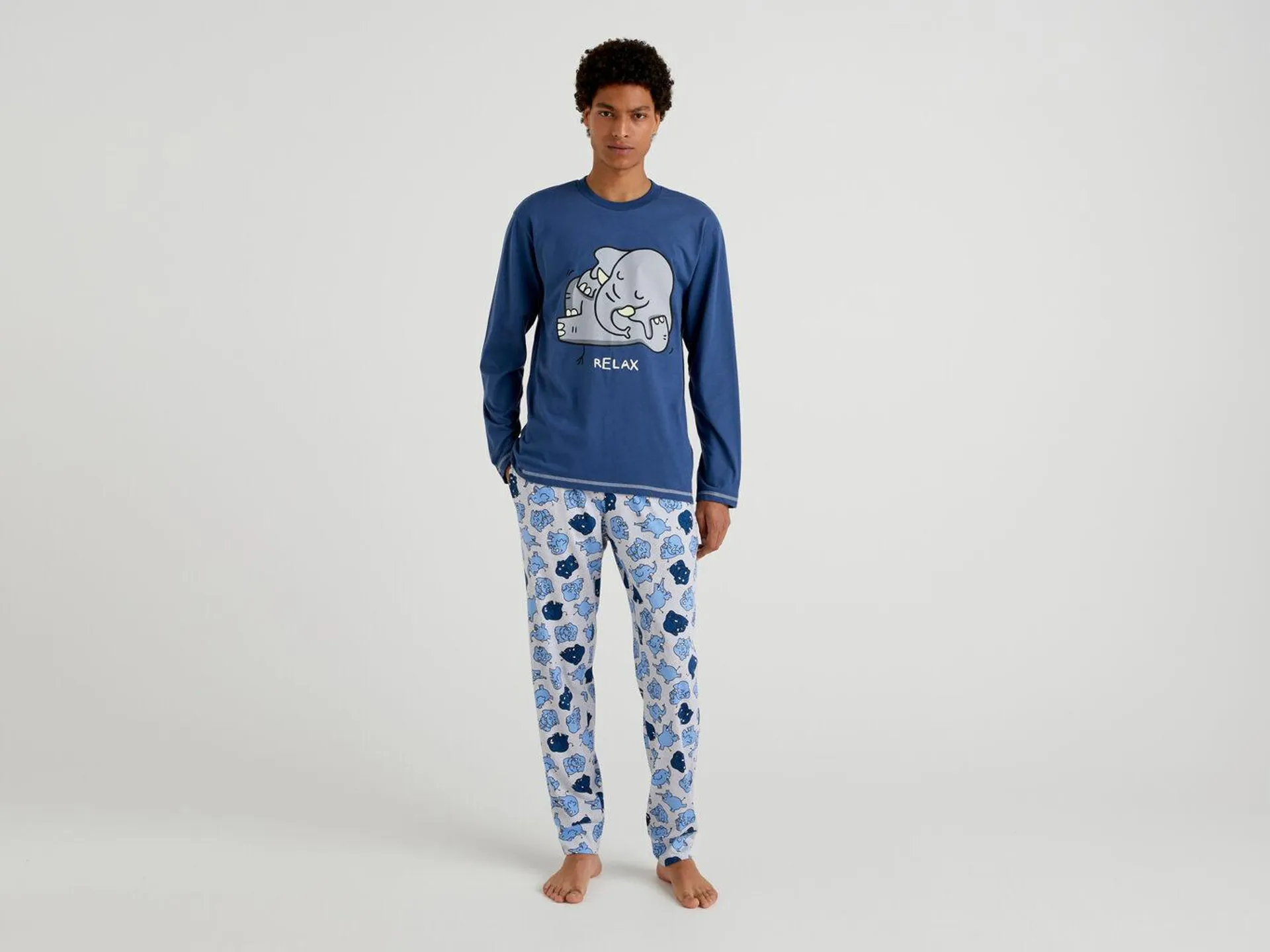 Pyjamas with print in warm cotton