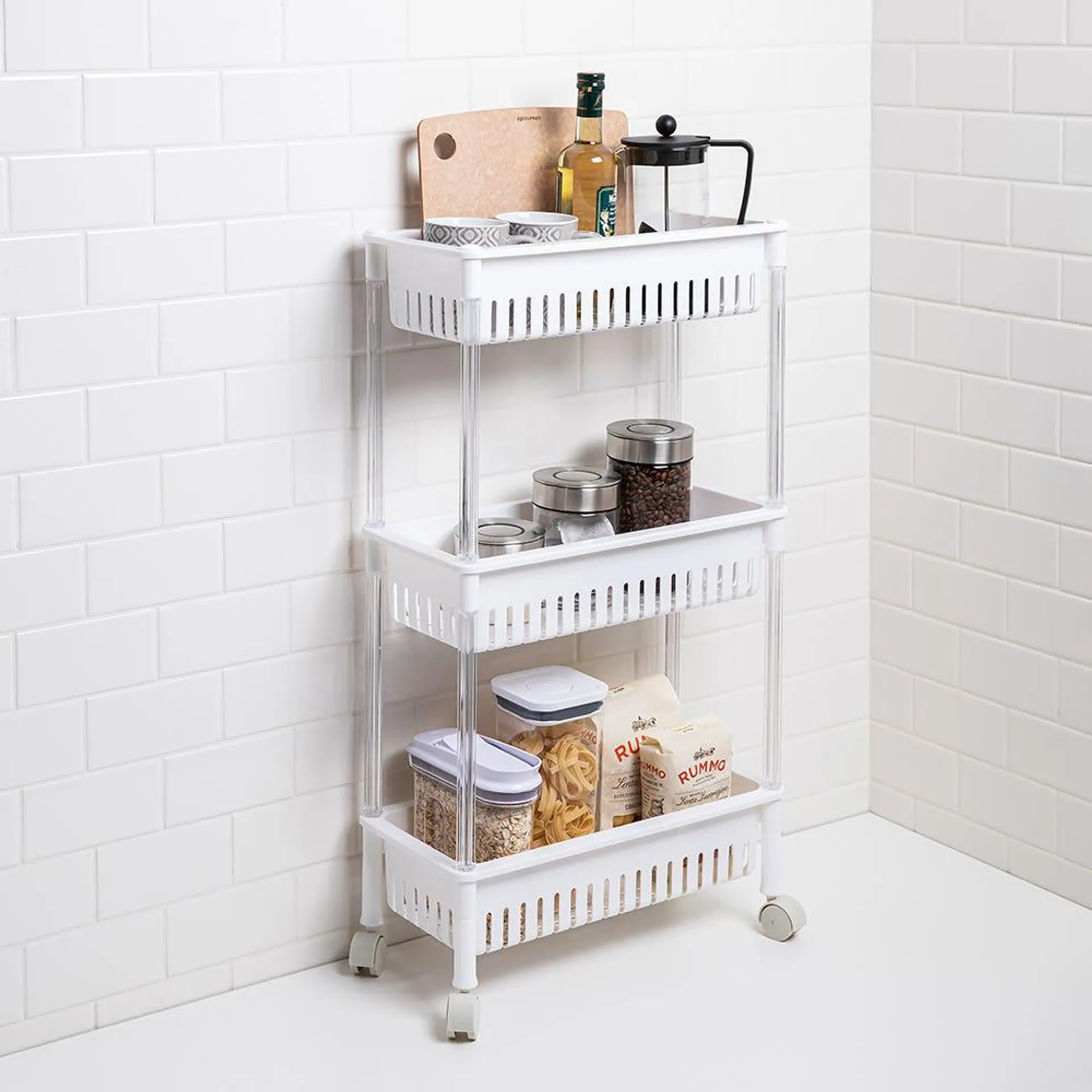 KSP Slidestor '3-Tier' Rolling Storage Rack (White)