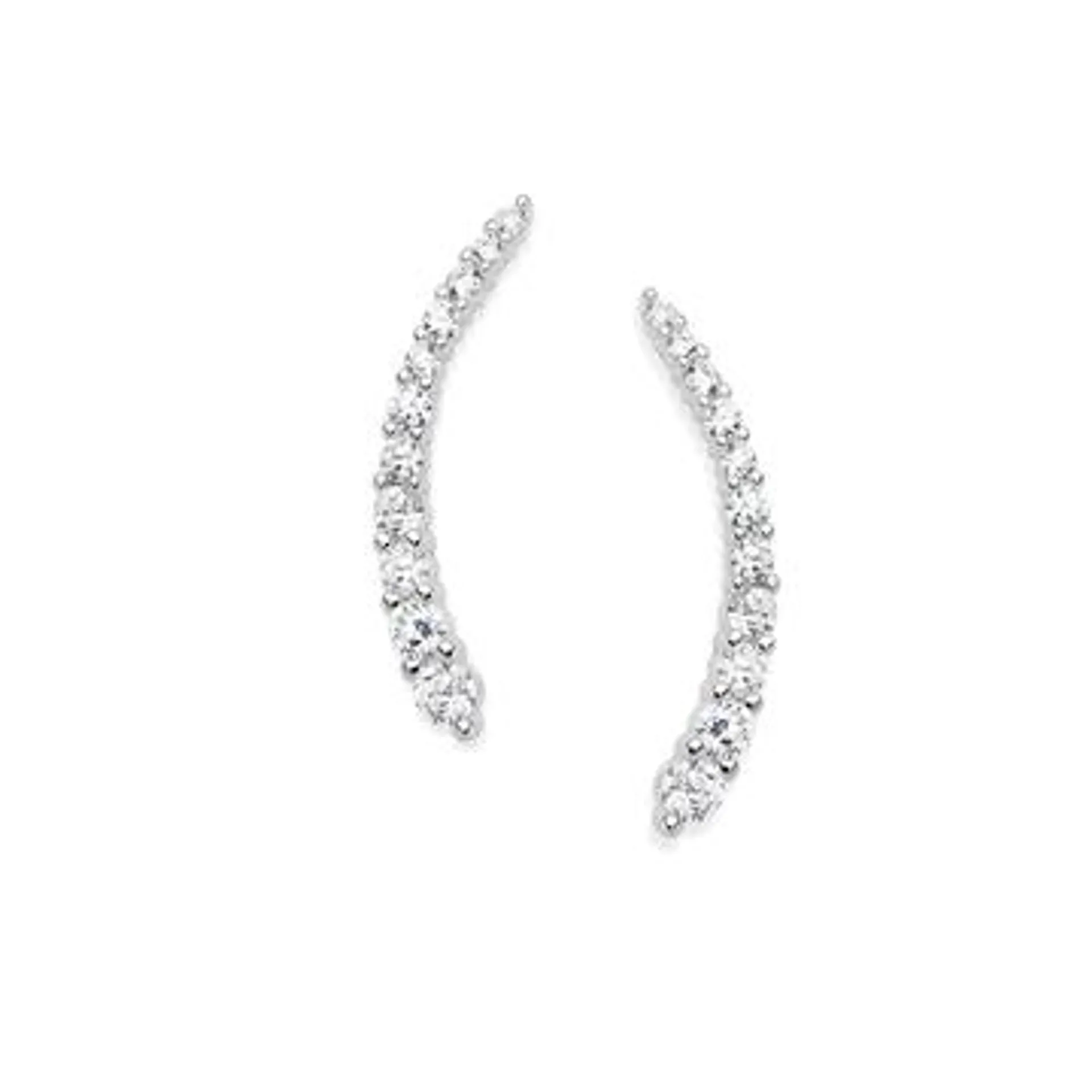 Silver Round Cubic Zirconia Ear Curves