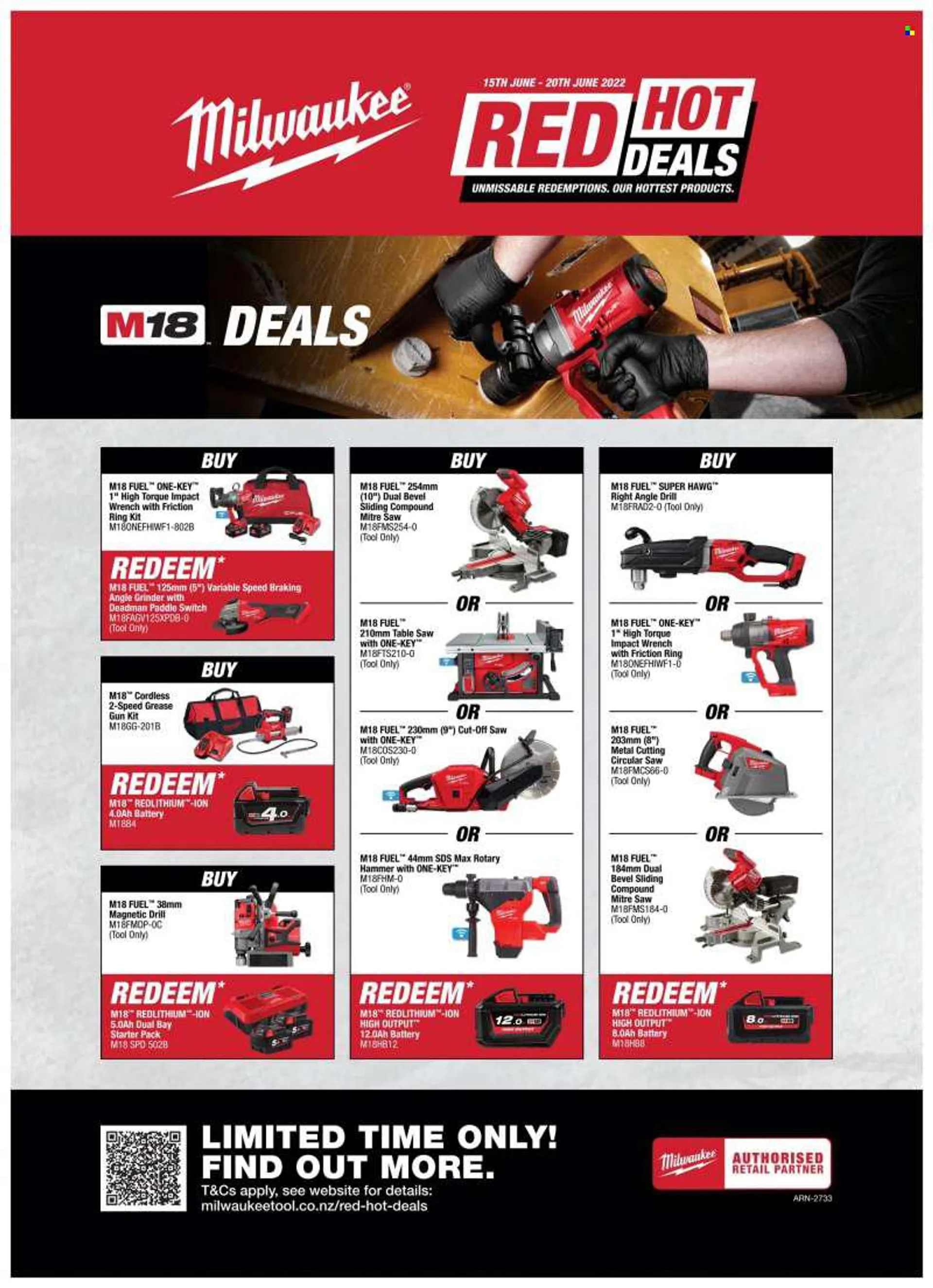 The Tool Shed mailer - 15.06.2022 - 20.06.2022 - Sales products - Milwaukee, drill, grinder, circular saw, saw, angle grinder, table saw, table. Page 2.