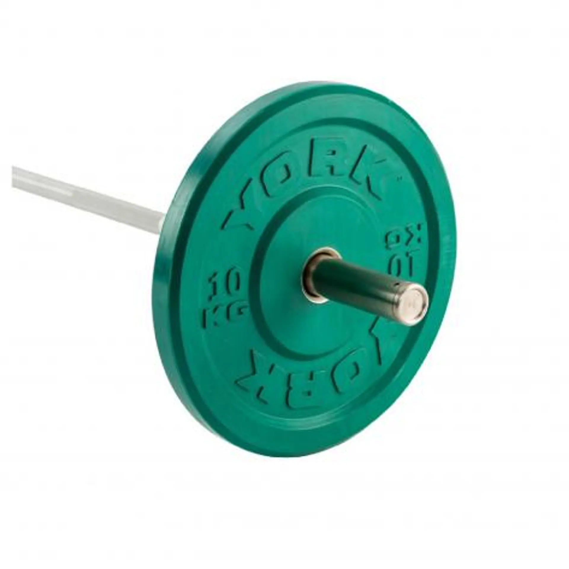 York 10kg Solid Rubber Coloured Bumper Plate - Green (x1)