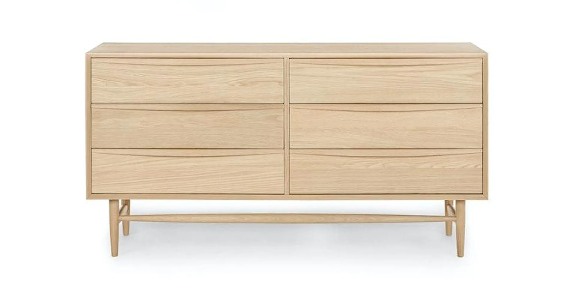 Lenia White Oak 6 Drawer Double Dresser