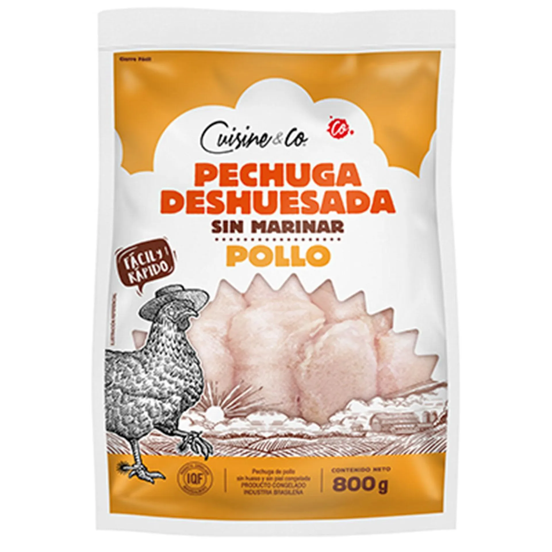 Pechuga de pollo deshuesada sin marinar congelada 800 g