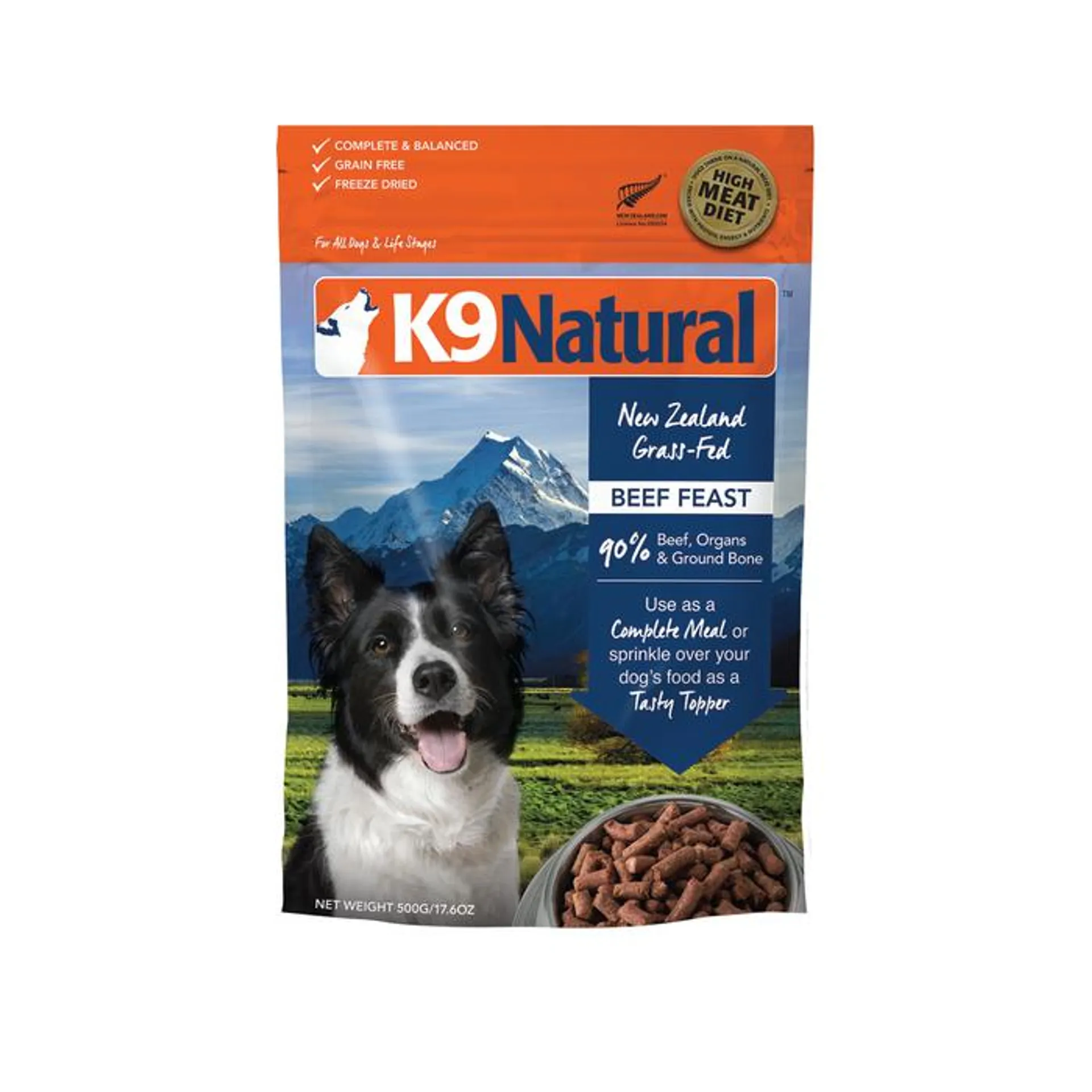 K9 Natural Freeze Dried Raw Beef Dog Food 500g