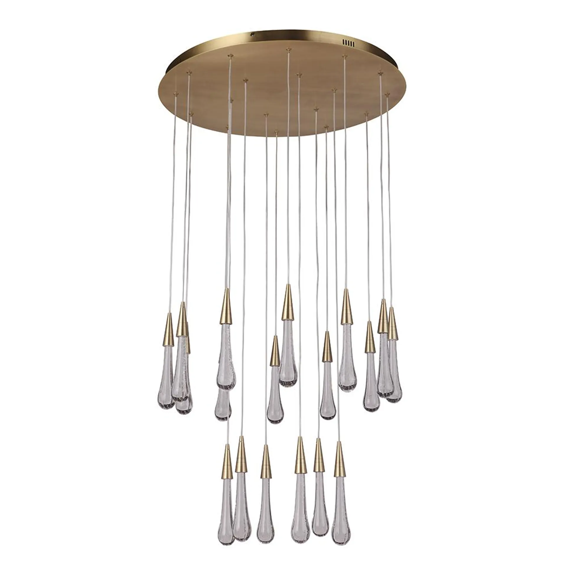 Teardrop 18 Light LED Chandelier - Aged Brass