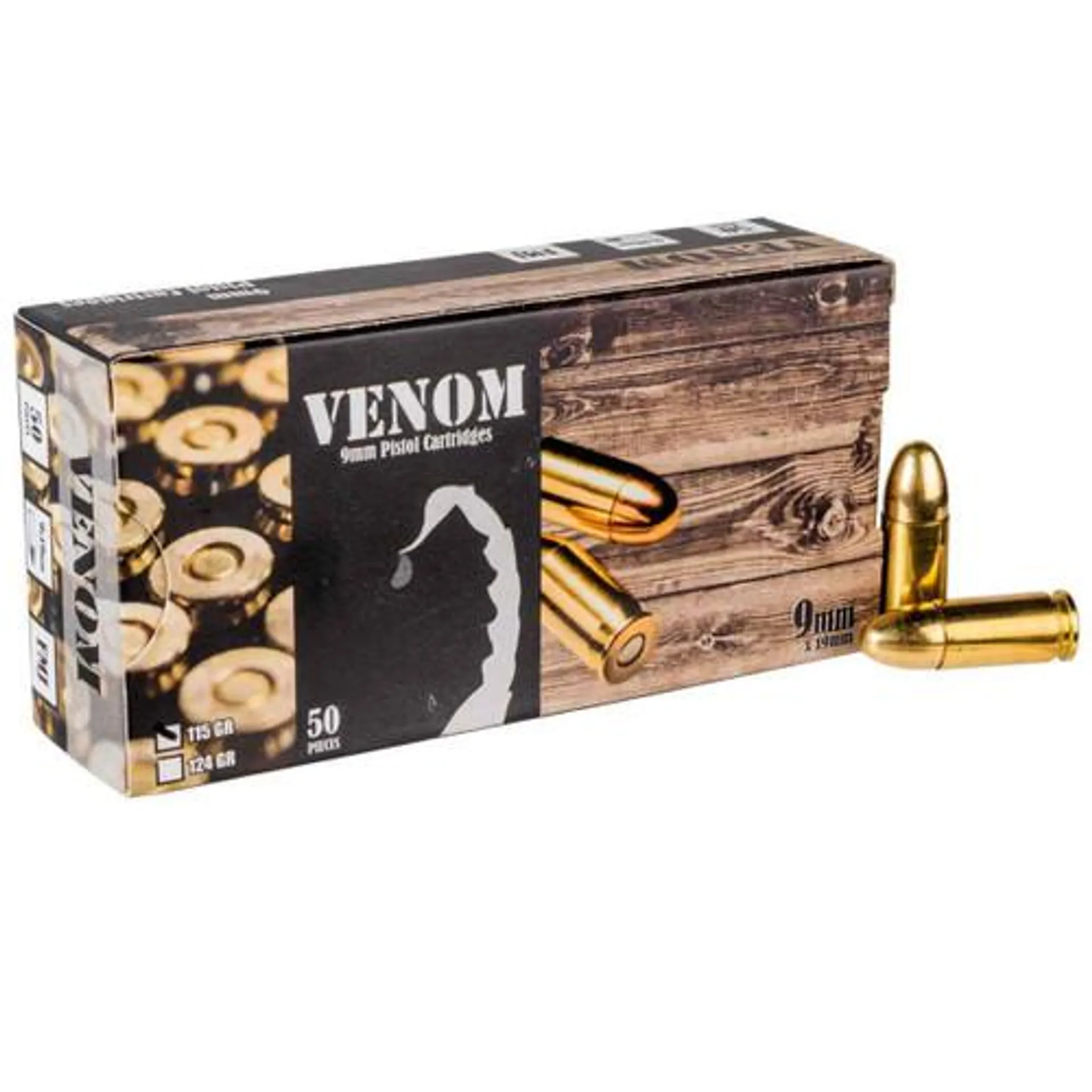 Ammo Inc Venom 9mm Luger 115gr FMJ Handgun Ammo
