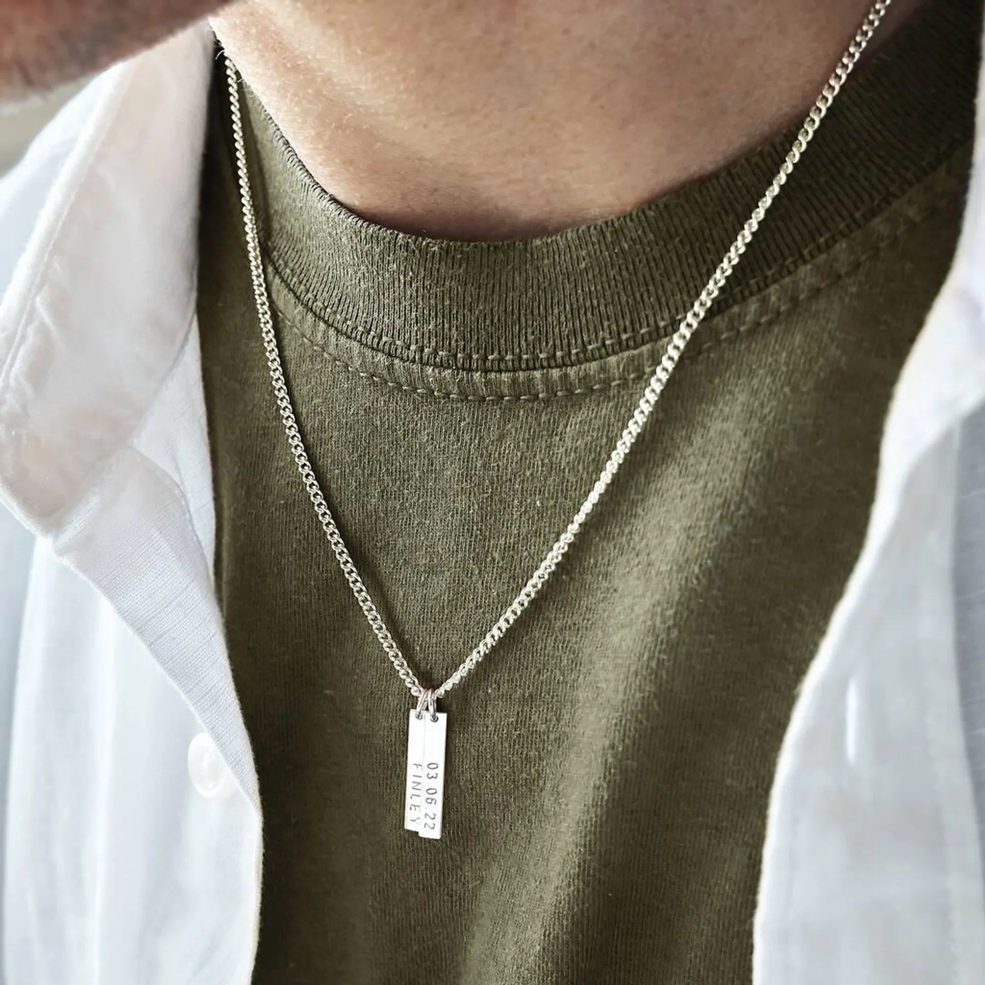 Personalised Men's Silver Tag Necklace