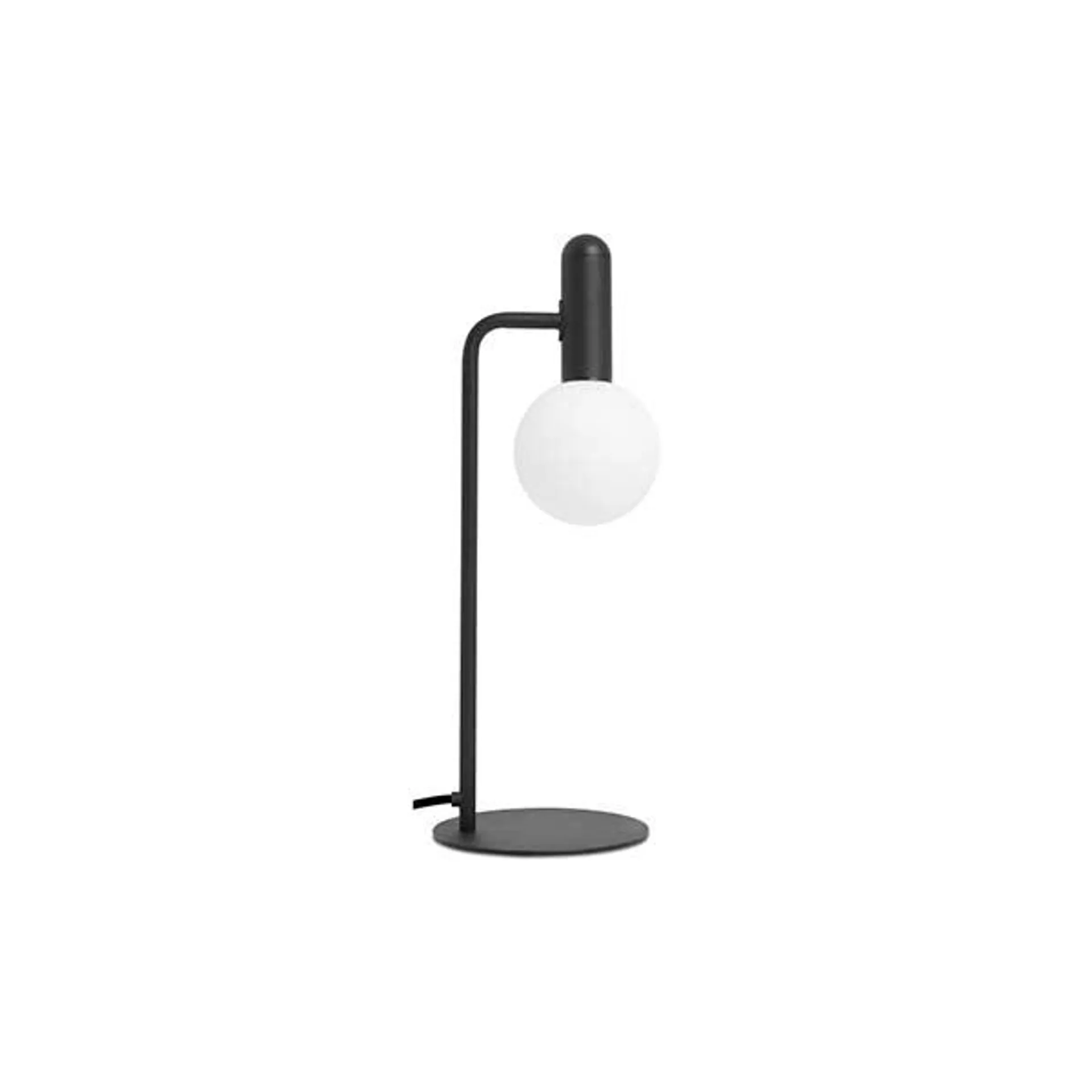 Lámpara de mesa Orb, negro mate con vidrio opalizado blanco. A50xL19xF18cm.