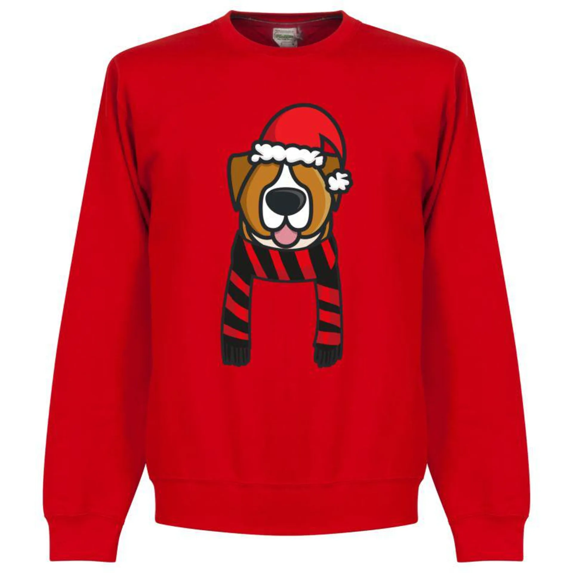 Christmas Dog Sweatshirt - Red (Red/Black Scarf)
