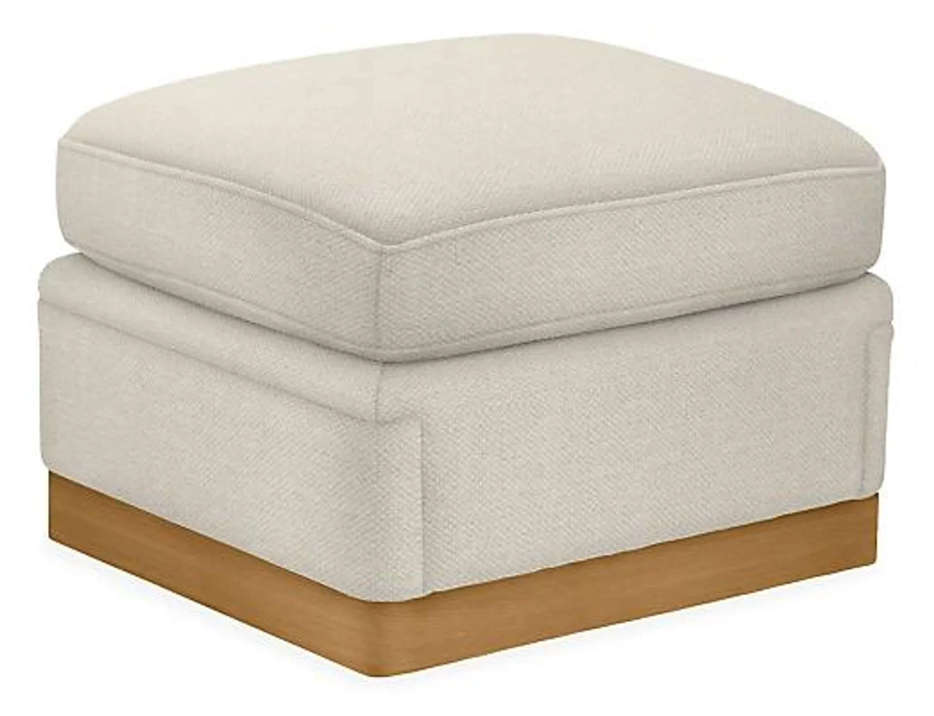 Markus 23w 20d 16h Ottoman in Arin Ivory with White Oak Base