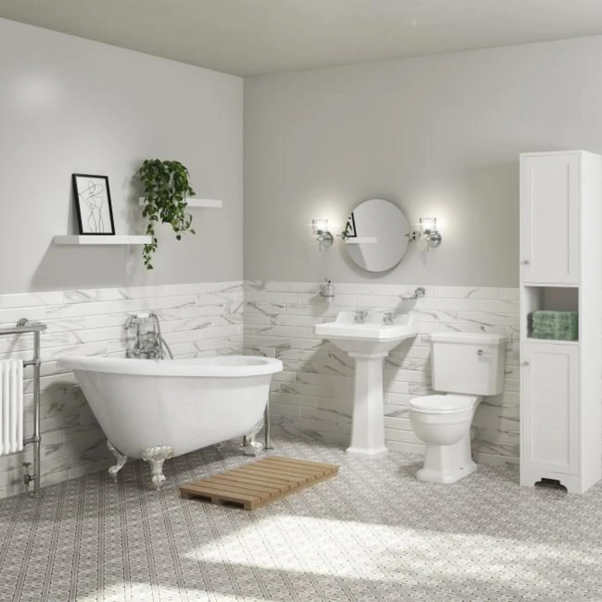 Park Royal Single Ended Slipper Freestanding Bath Suite with Toilet & Basin