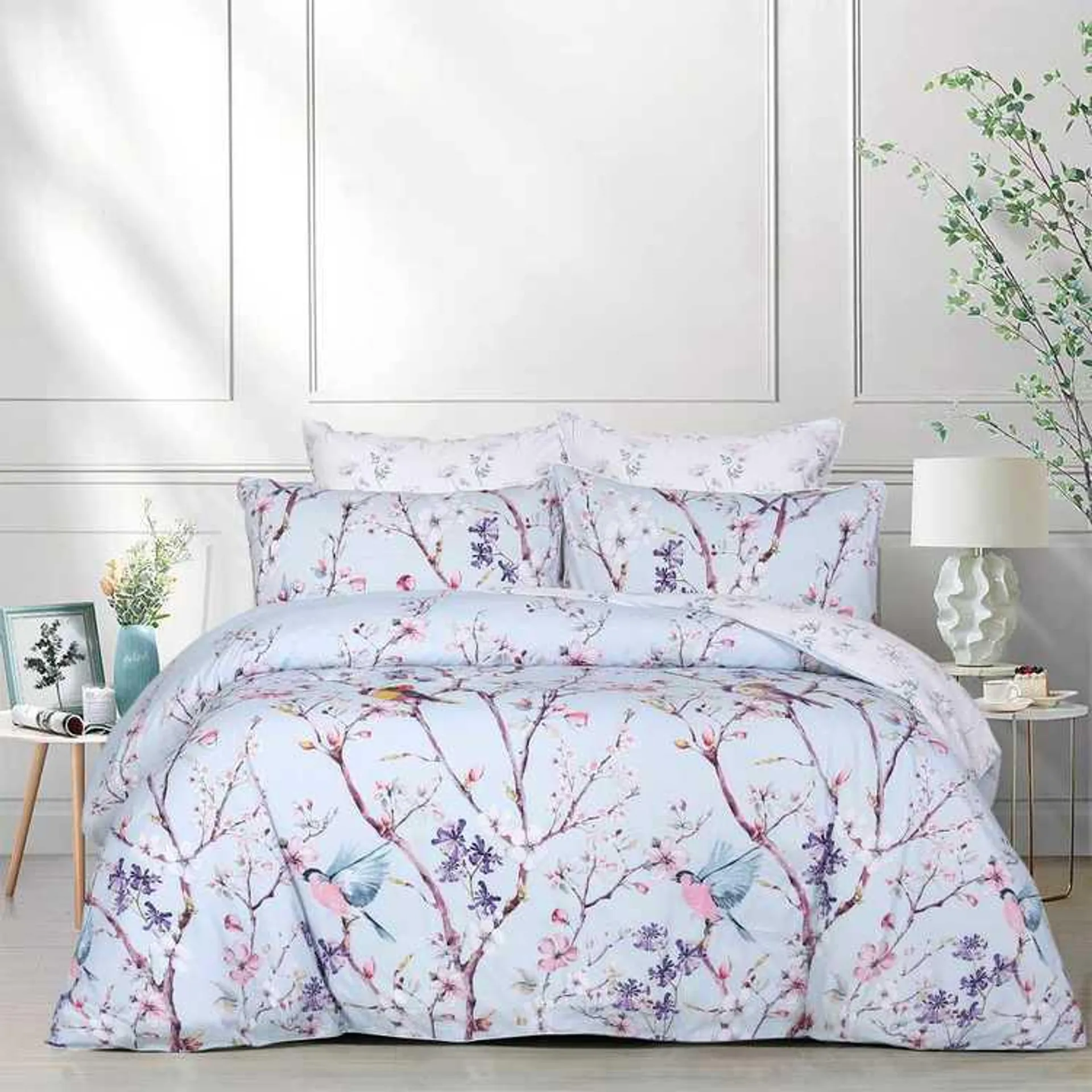 KOO Anwen Embroidered Quilt Cover Set Pale Blue