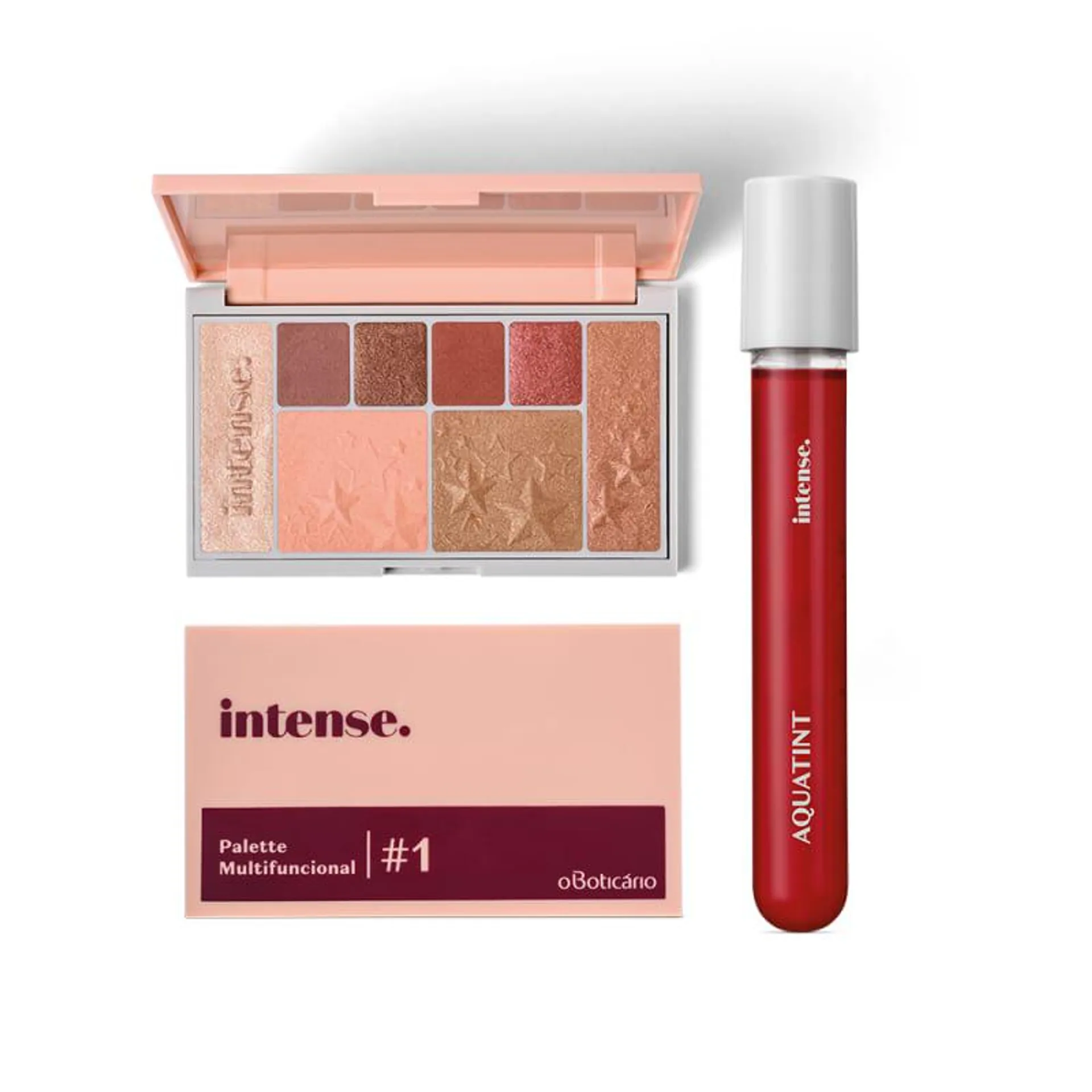 Combo Presente Intense: Palette Multifuncional #1 Rose + Batom Líquido Aquatint Vermelho