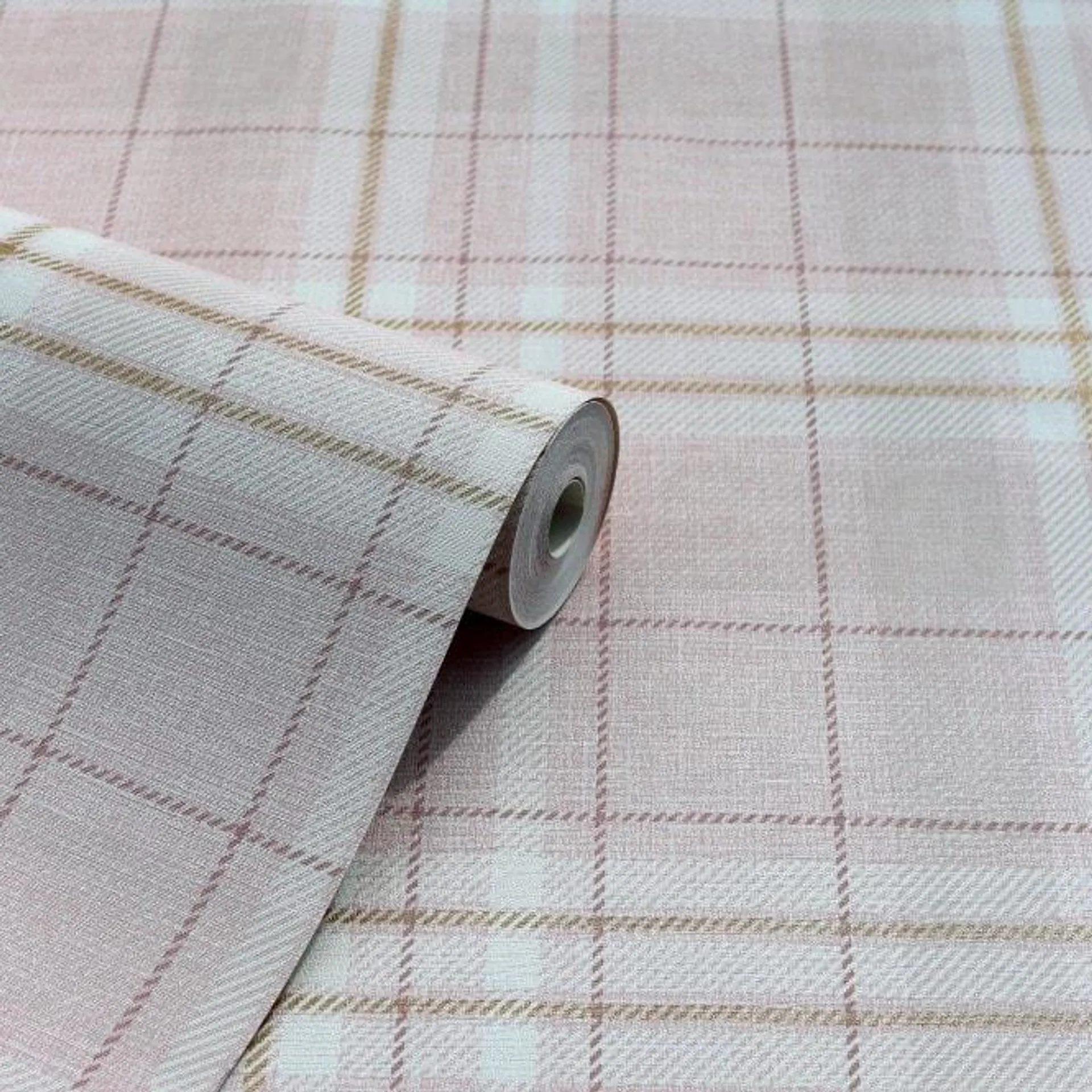 Twilled Plaid wallpaper in Pink, Rose Gold