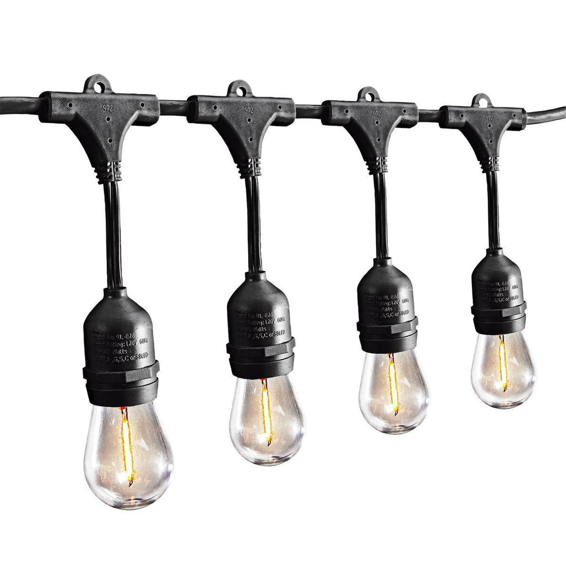 24 ft., 12 Bulb Shatterproof Outdoor LED String Lights, Black