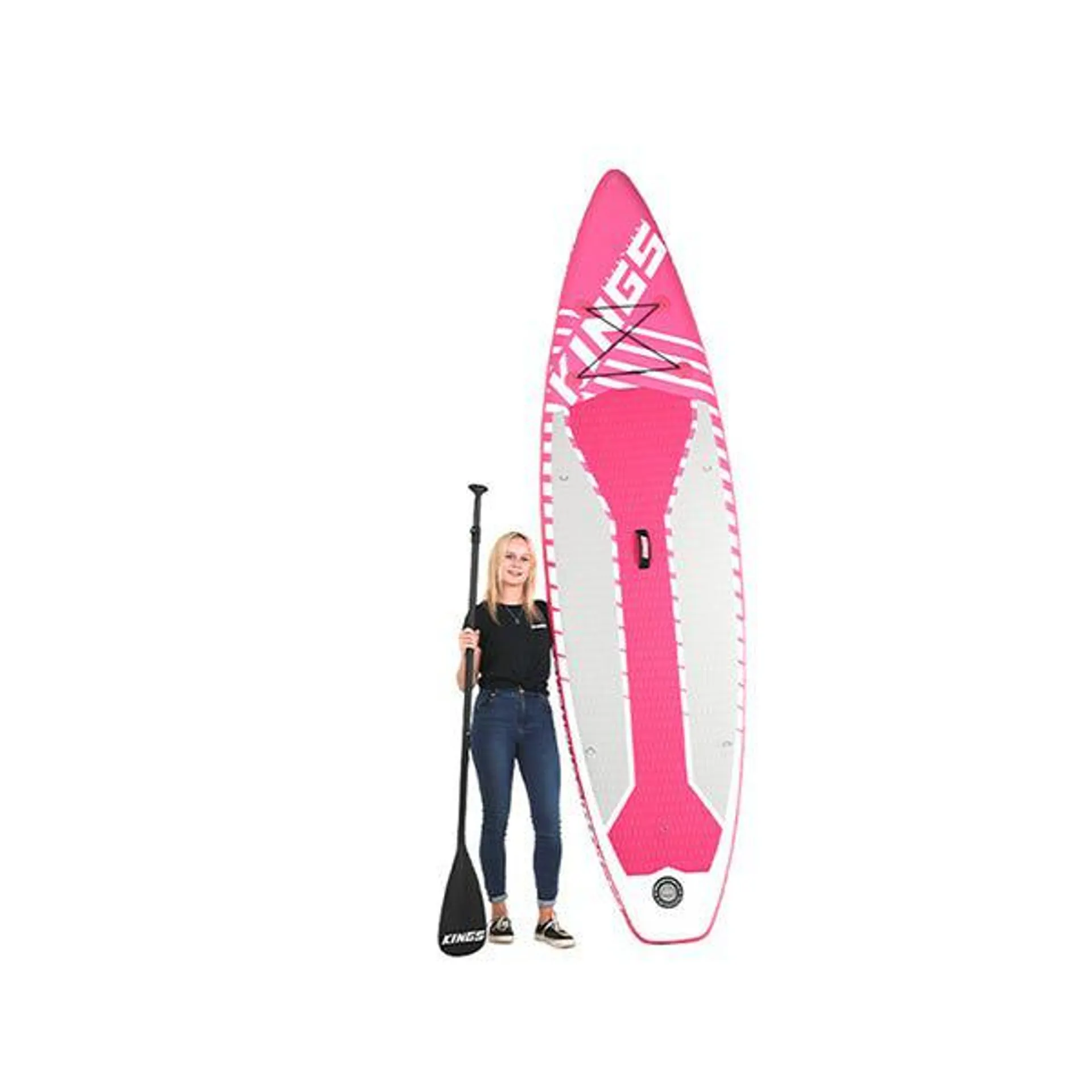Kings Pink Inflatable Stand-Up Paddle Board | 10ft 6in | HUGE 150kg rating | Inc. paddle & more