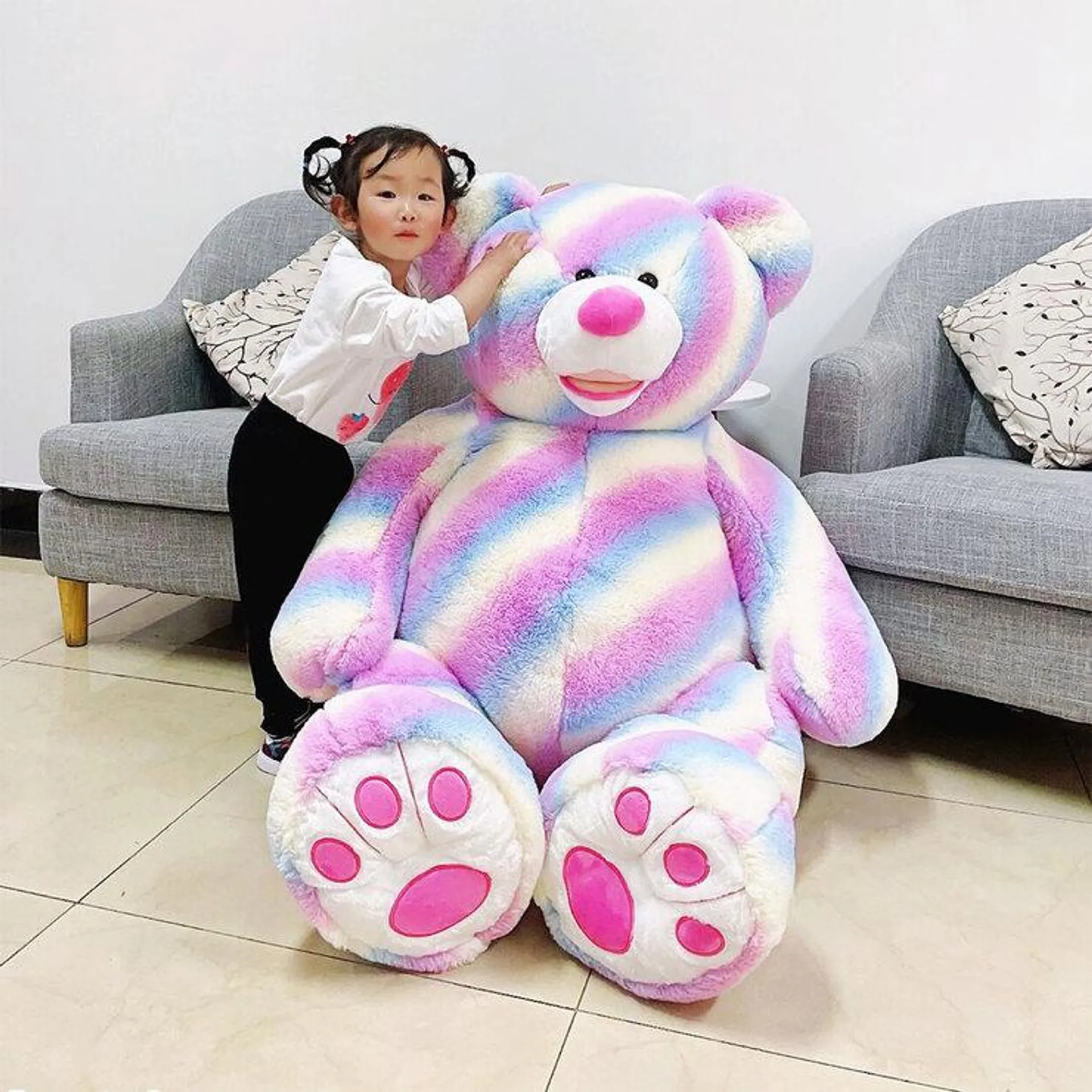 53 Inch (1.3m) Hugfun Plush Rainbow Teddy Bear
