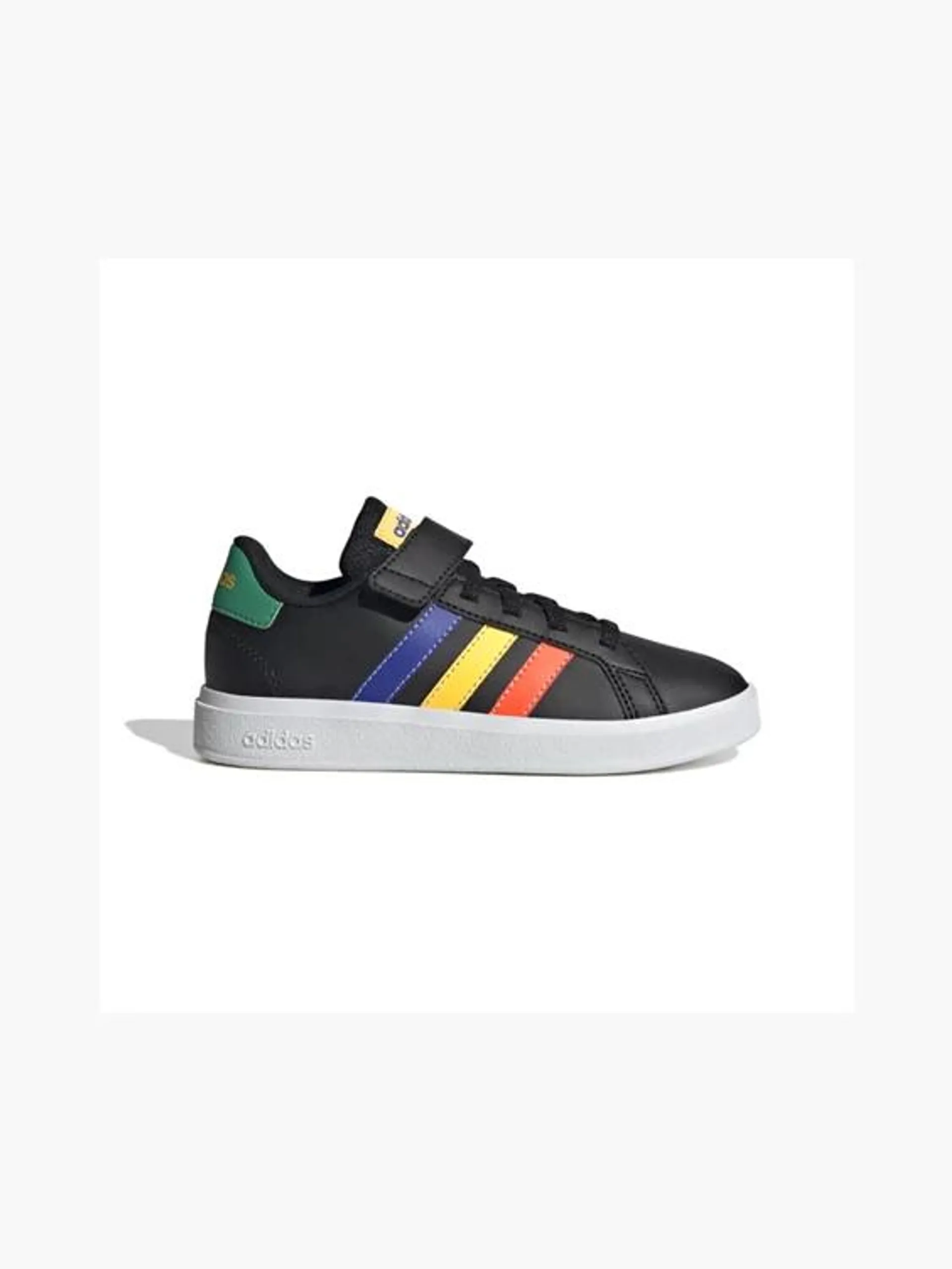 Adidas Black/ Multi-coloured Grand Court 2.0 EL K Junior Velcro Trainer