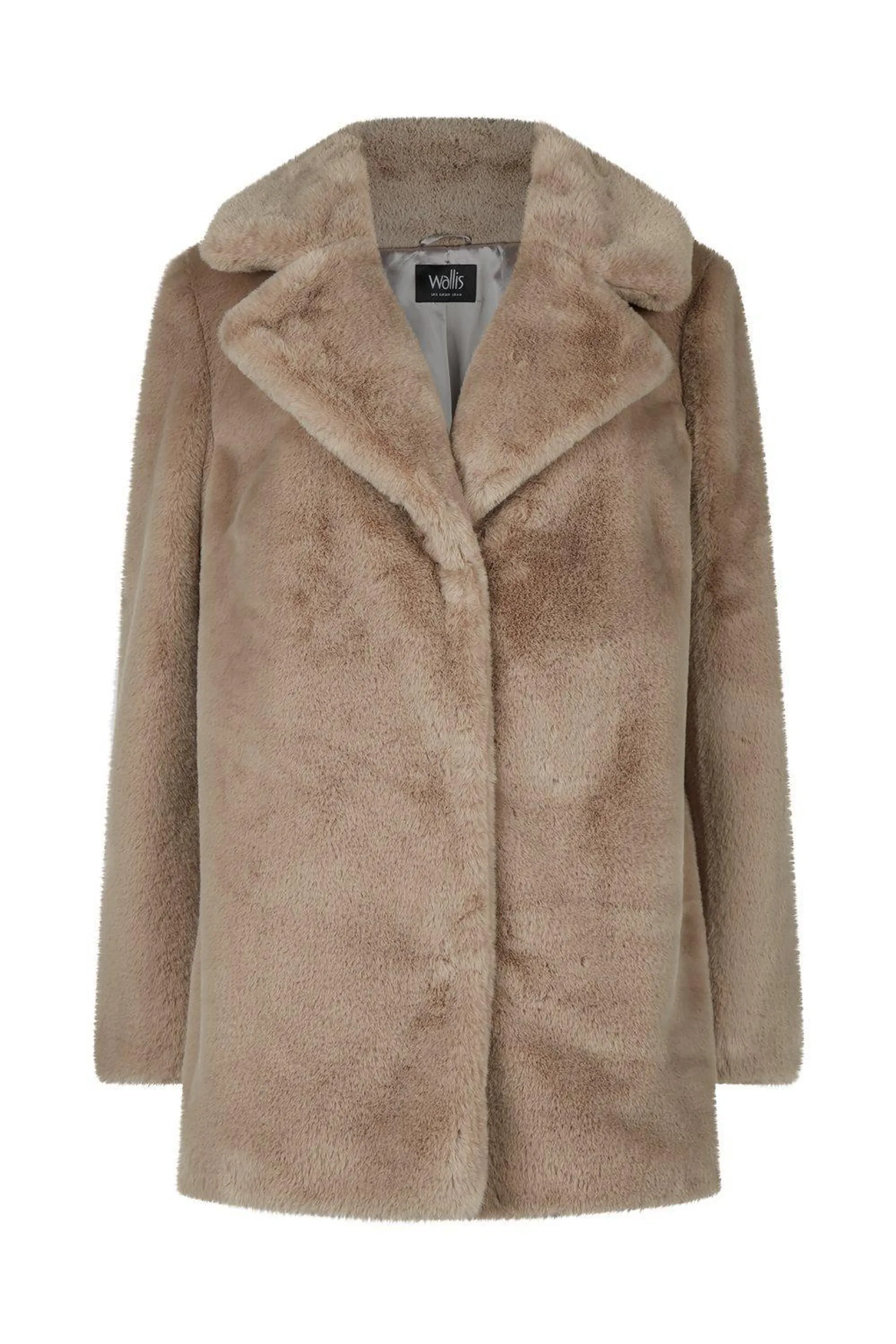 Petite Faux Fur Rever Collar Short Coat