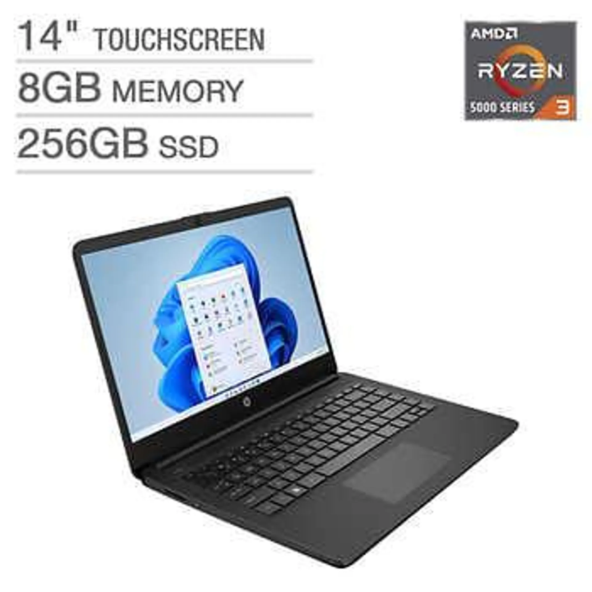 HP 14" Touchscreen Laptop - AMD Ryzen 3 5300U - Windows 11 S-Mode