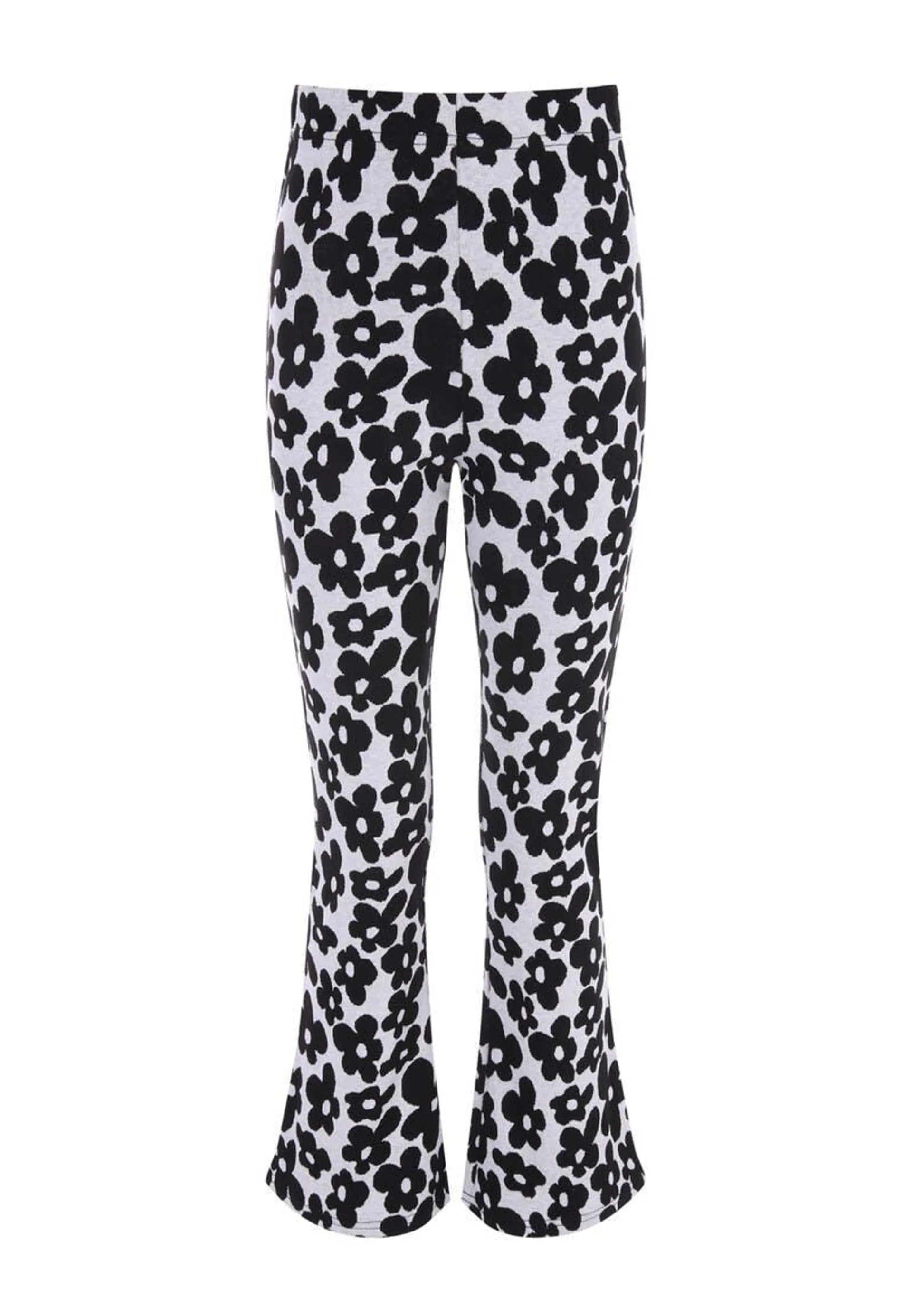 Older Girls Black Floral Boot-Cut Trousers