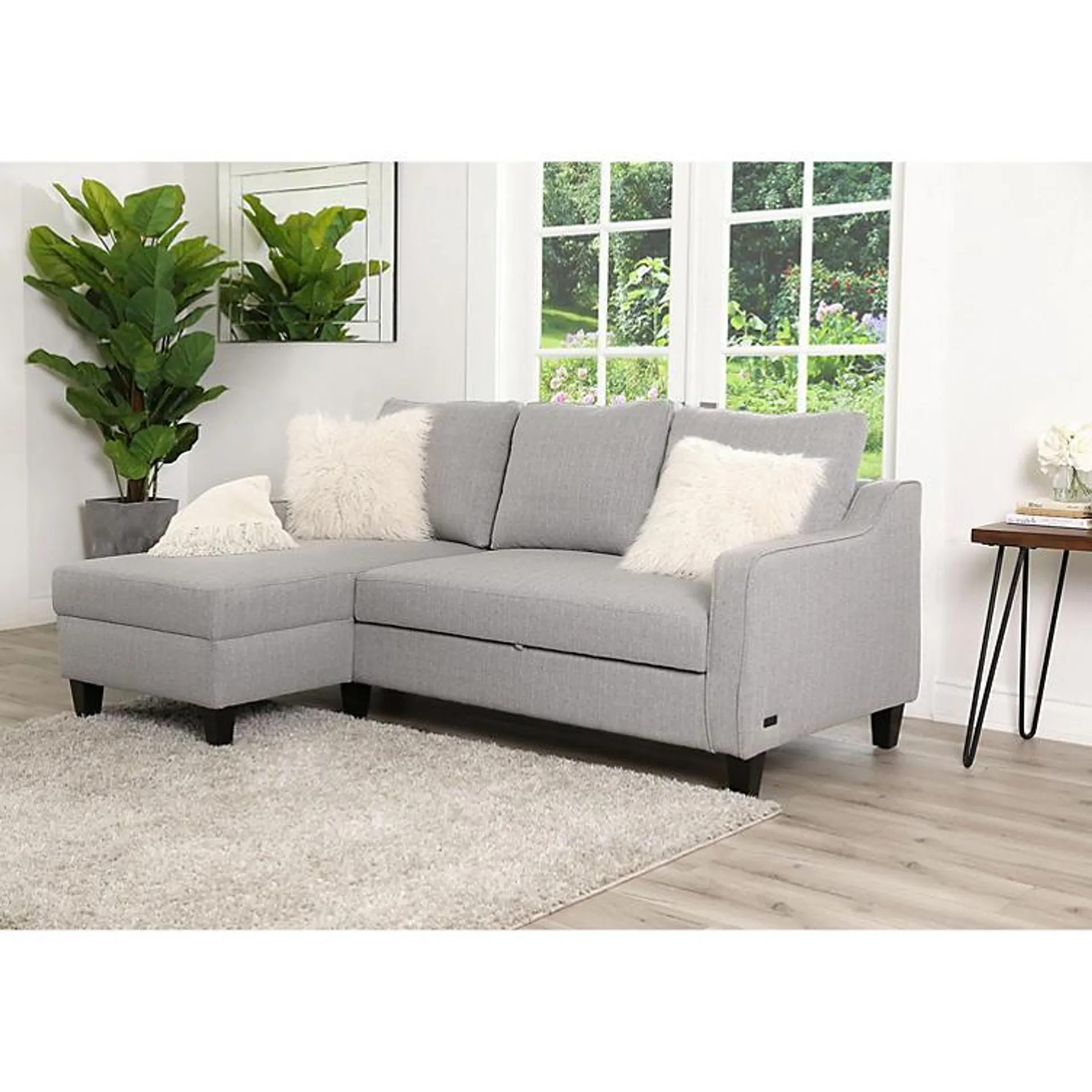 Courtney Sectional with Pullout Bed, Gray
