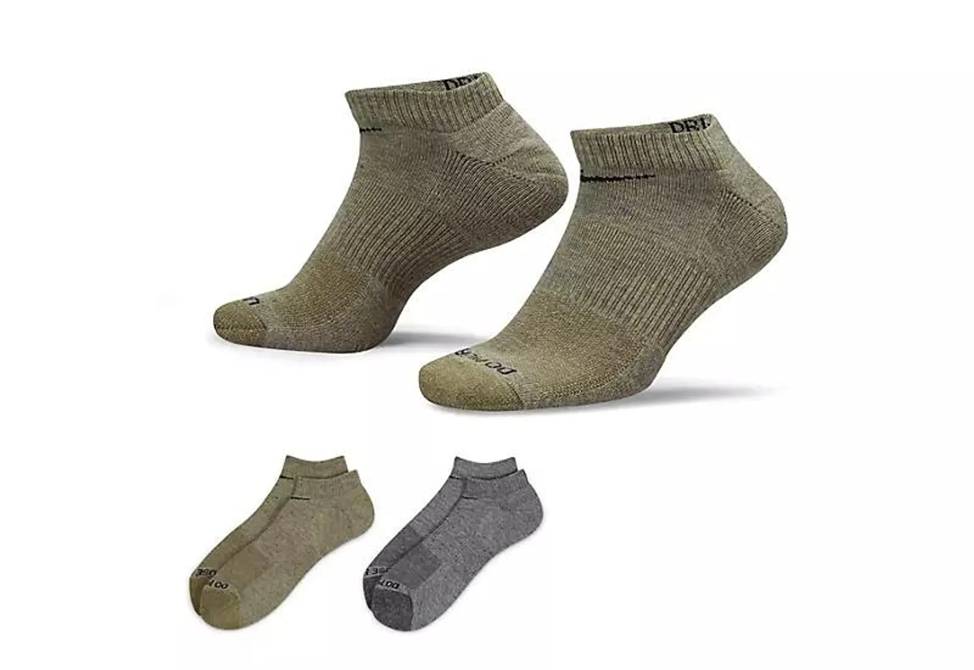 Nike Mens Everyday Plus No Show Shred Socks 2 Pairs - Olive