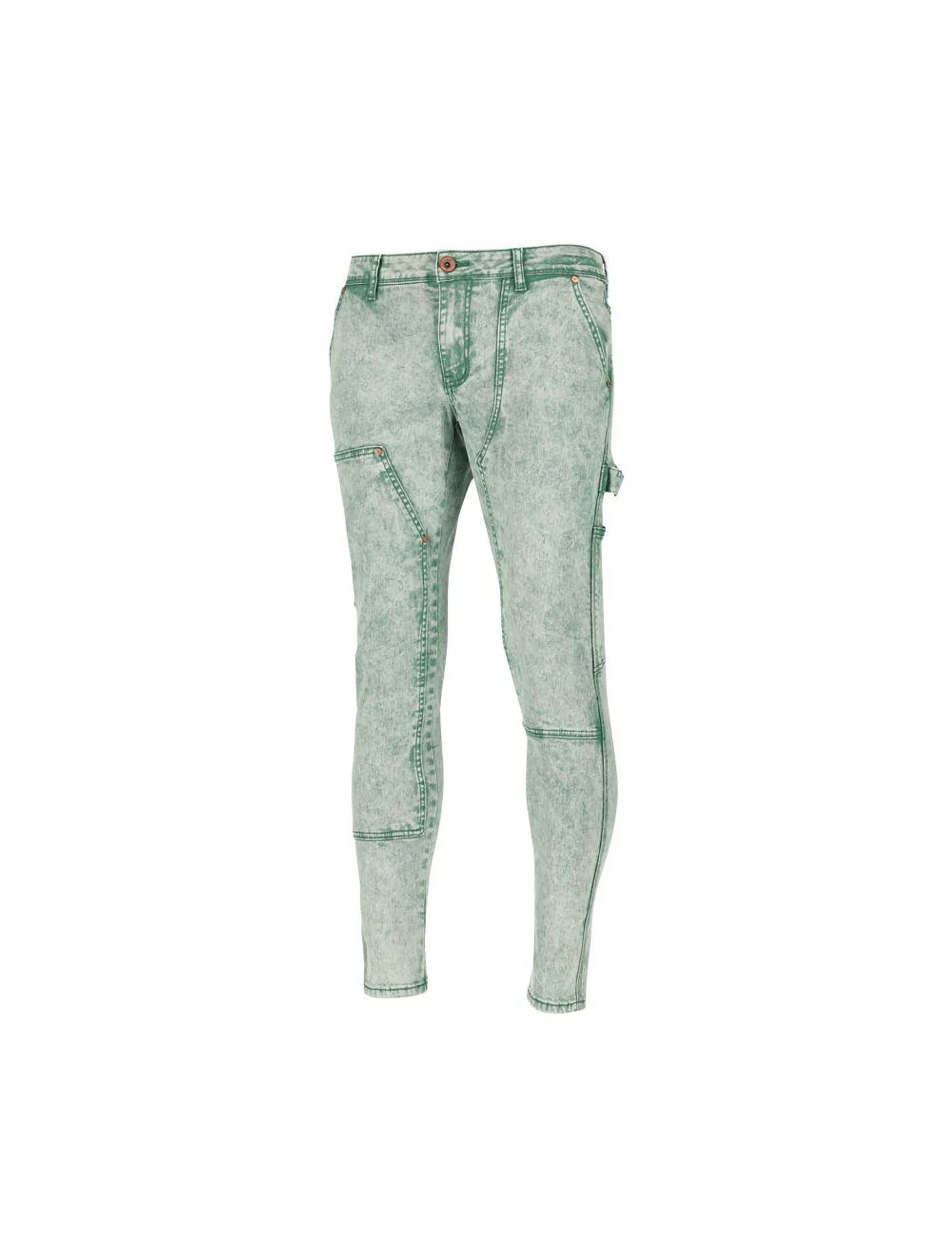Nautic Spirit Overdyed Coloured Carpenter Slim Fit Jeans Mens Sage