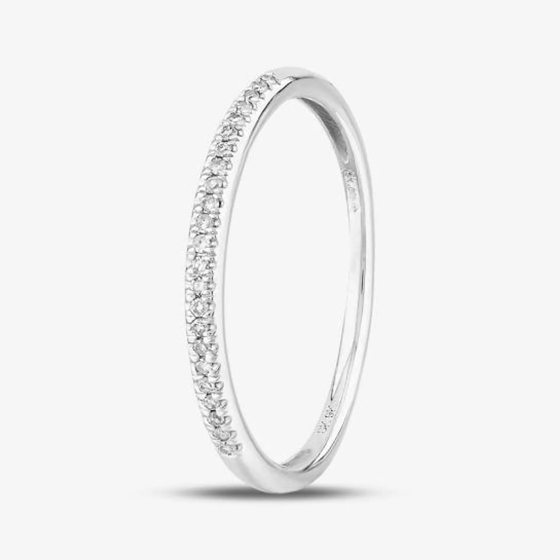 9ct White Gold 0.08ct Diamond Pave Set Half Eternity Ring THR15238-08
