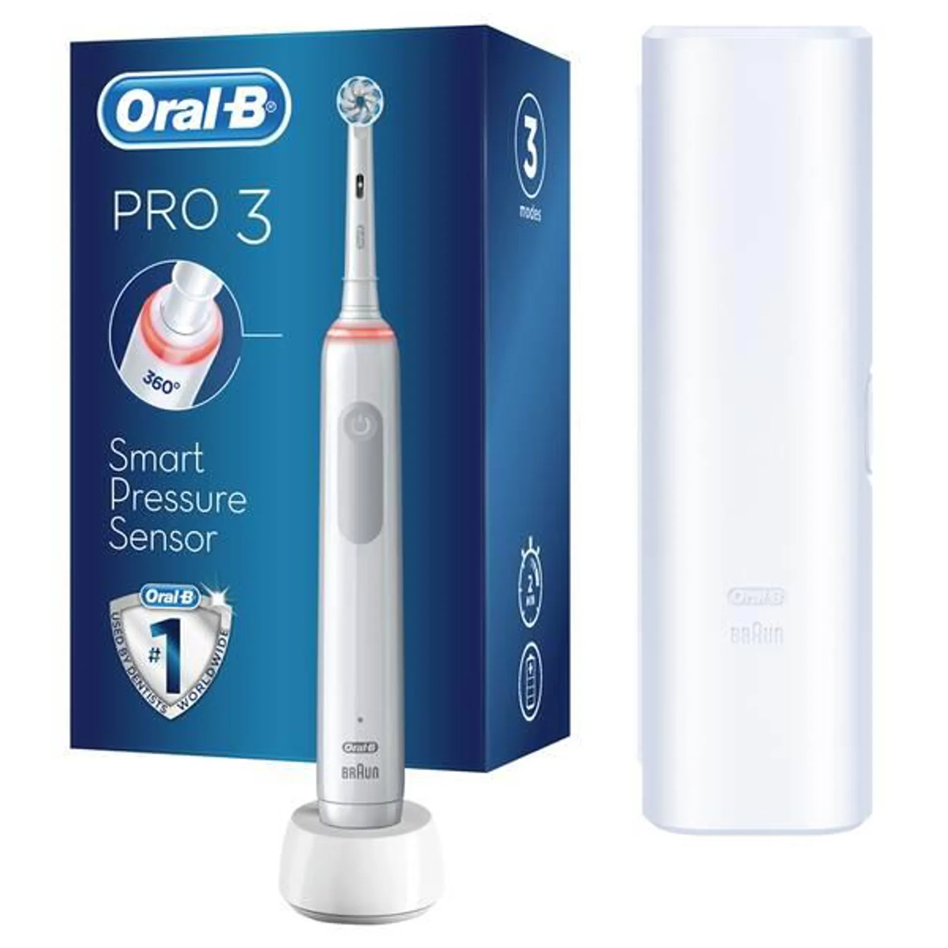 Zubná kefka Oral-B PRO 3 3500 Sensitive Clean White + cestovní pouzdro