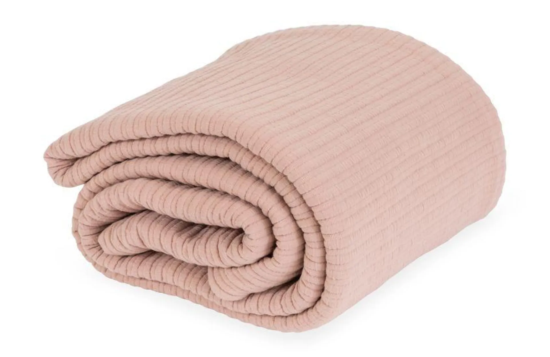Lule Cotton Linear Quilt Dusky Pink 140 x 200cm