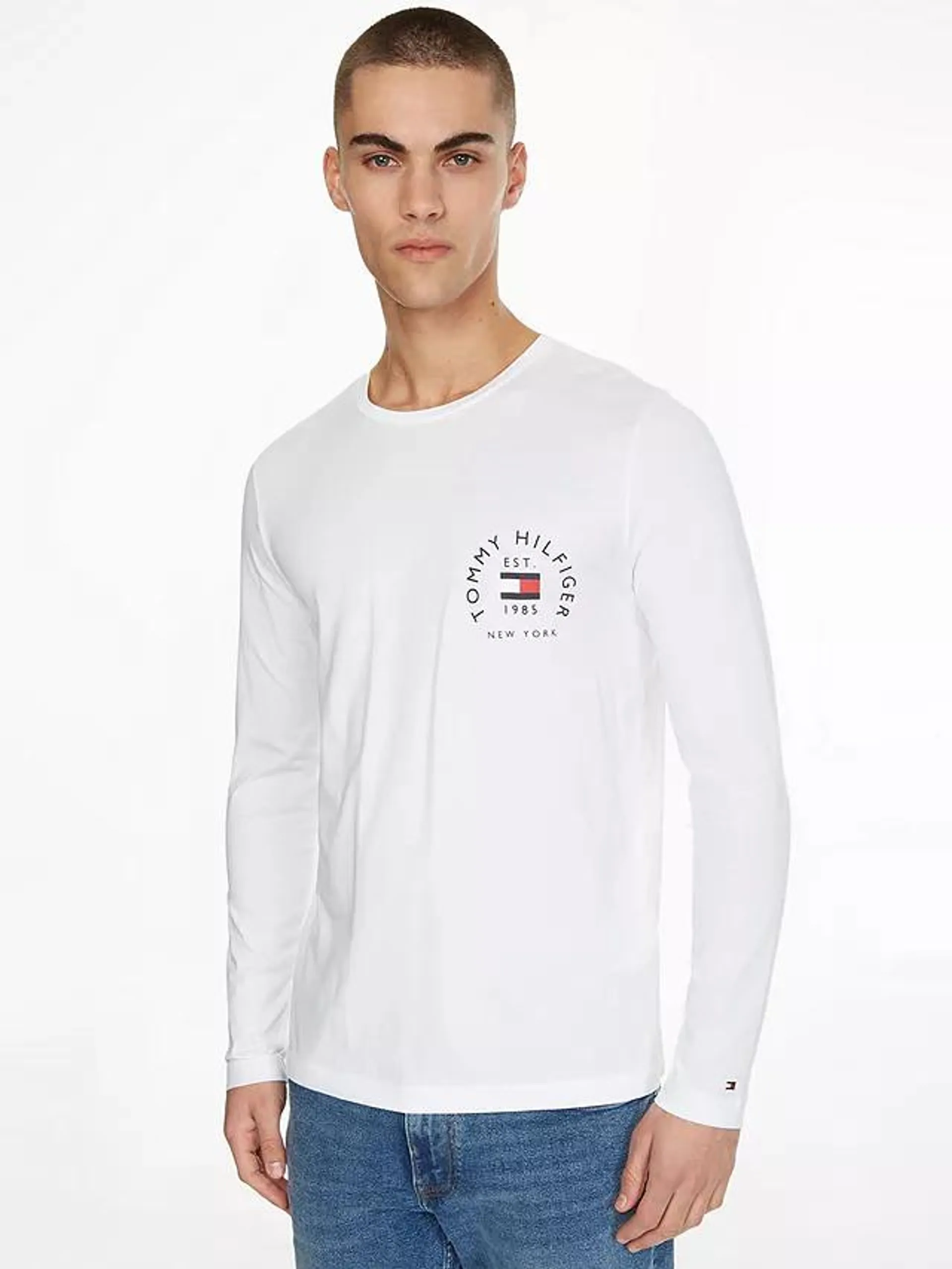 Tommy Hilfiger Flag Arch Long Sleeve T-Shirt, White